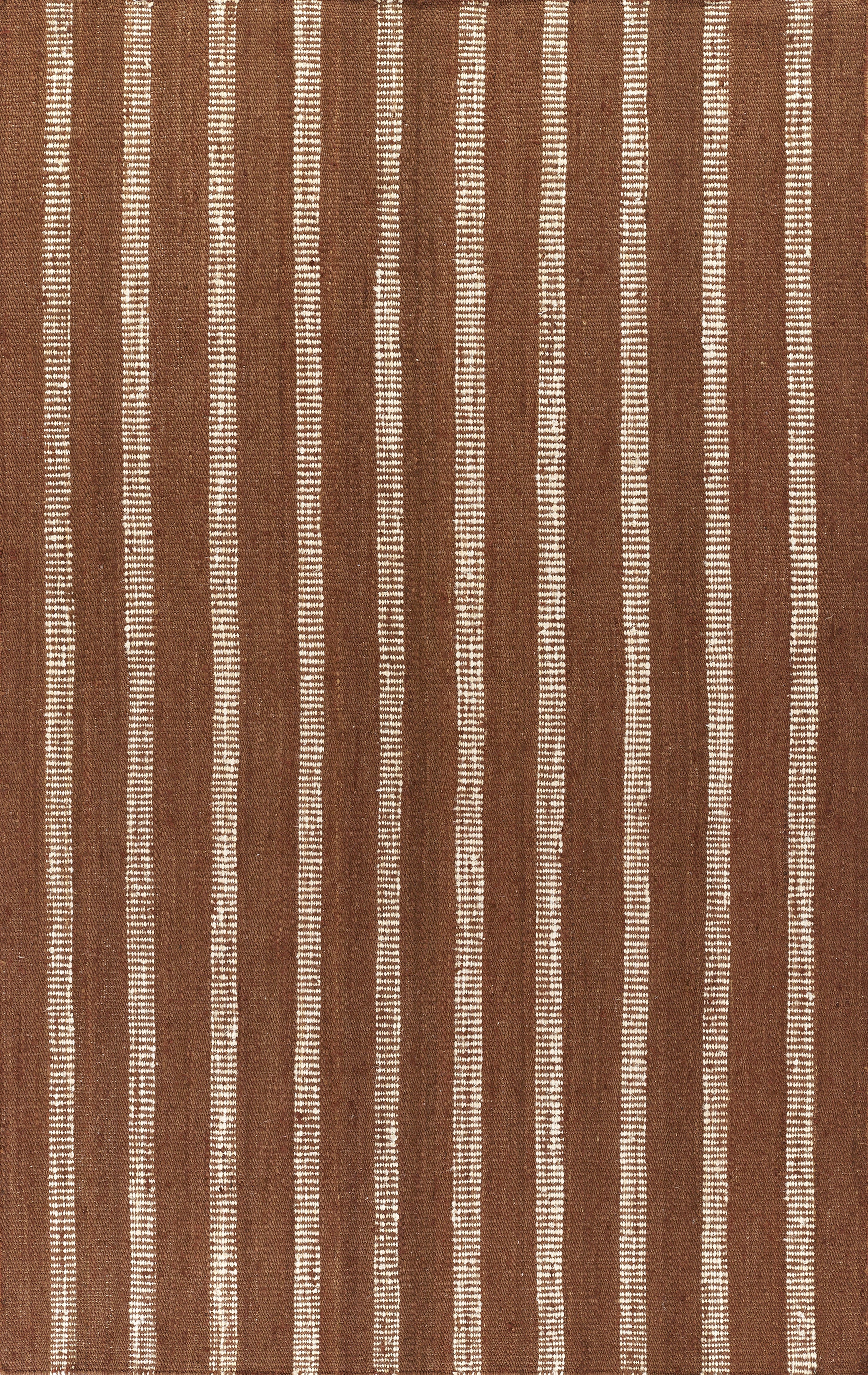 Jango JAN-1 Rust Area Rug, earthy jute-cotton blend with white vertical stripe