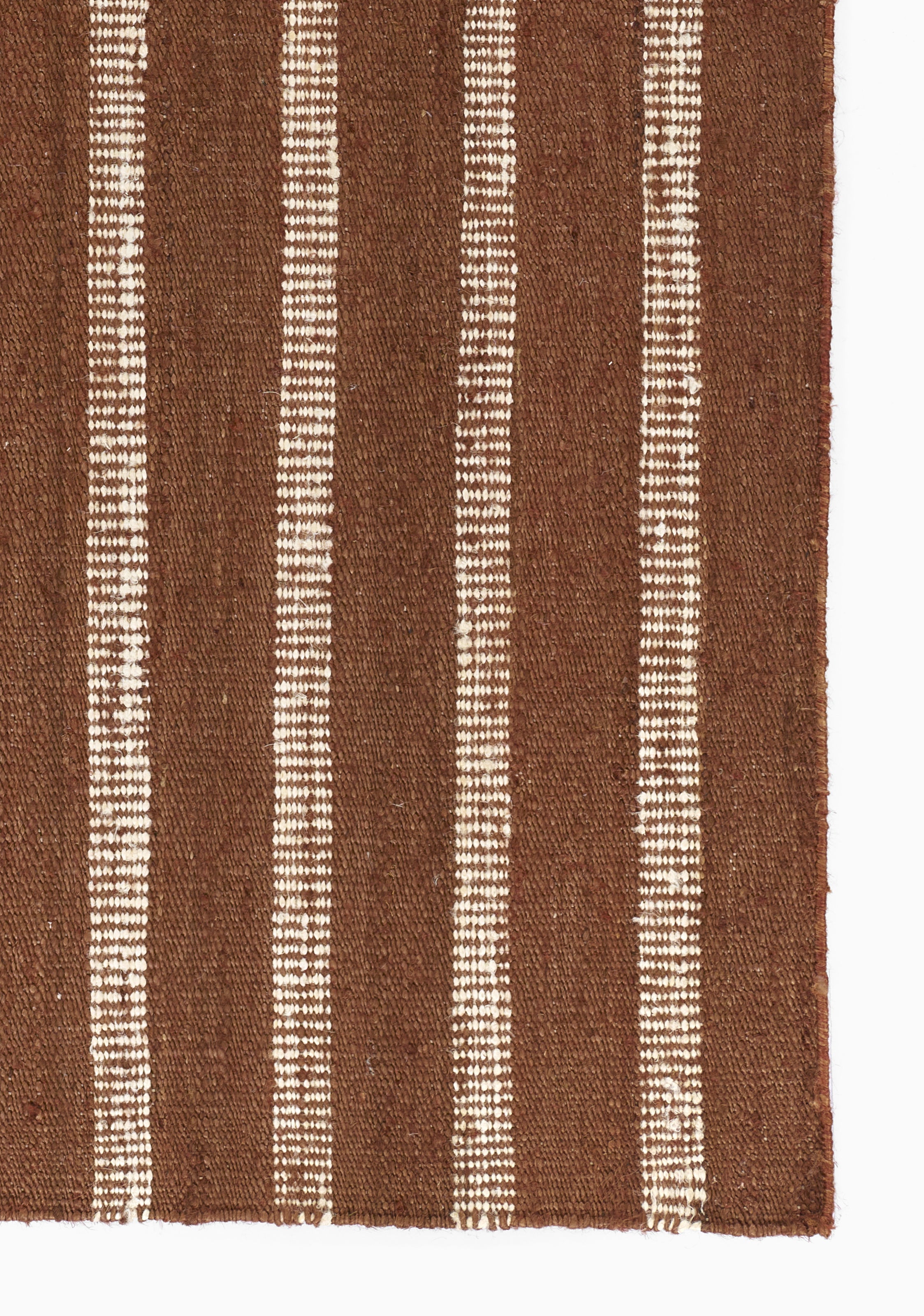 Jango JAN-1 Rust Area Rug, earthy jute-cotton blend with white vertical stripe
