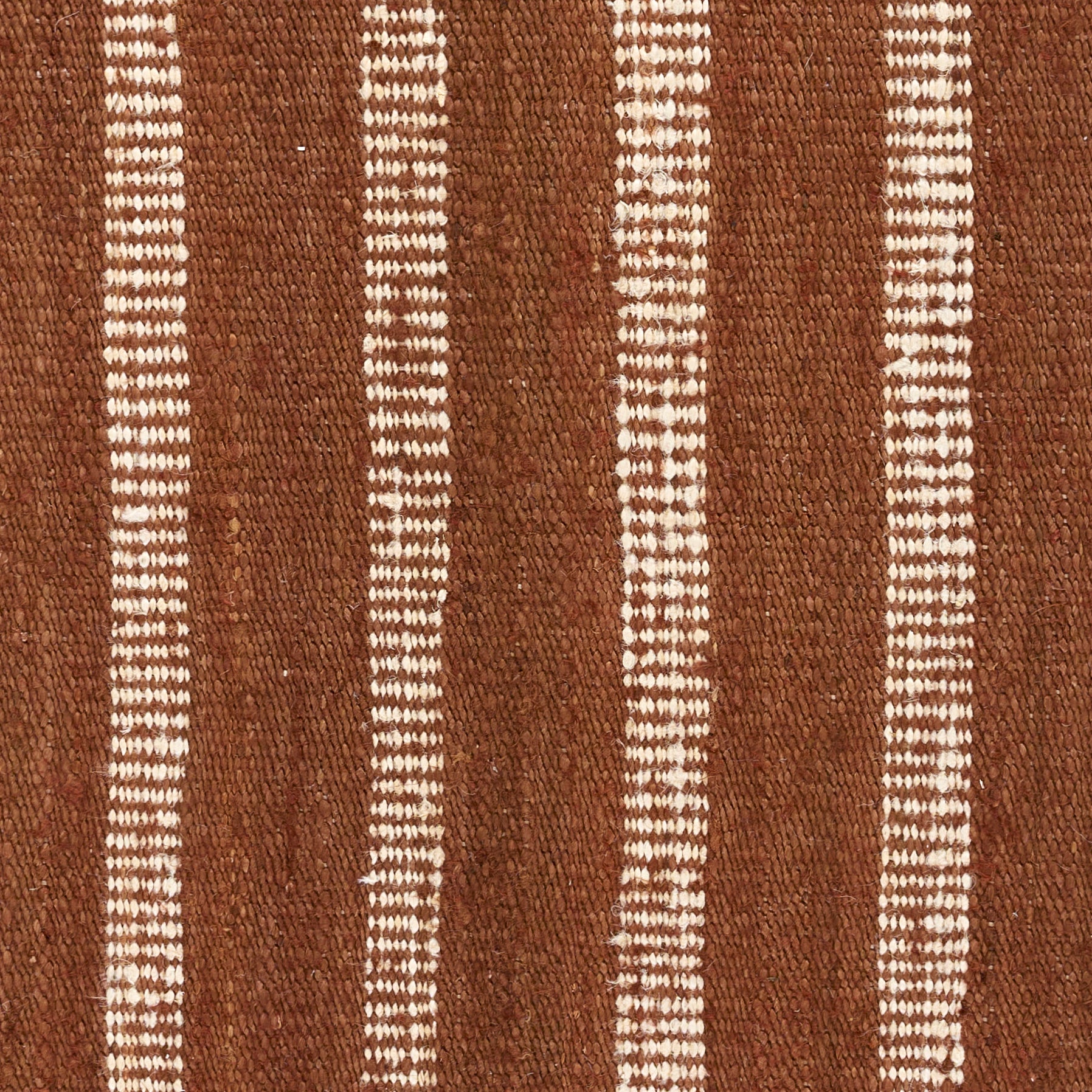 Jango JAN-1 Rust Area Rug, earthy jute-cotton blend with white vertical stripe