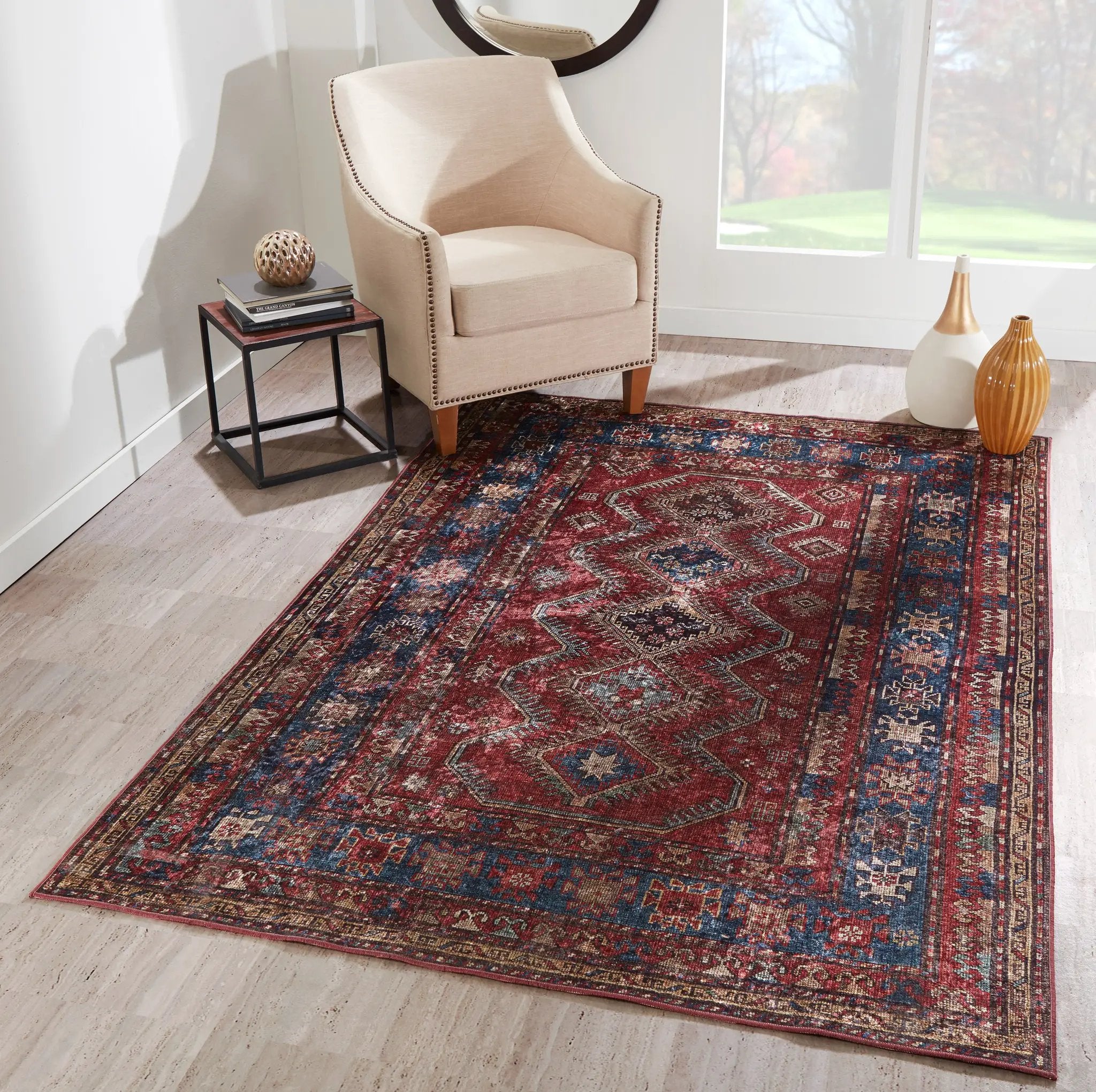 Karachi KAR-1 Burgundy Area Rug by Momeni