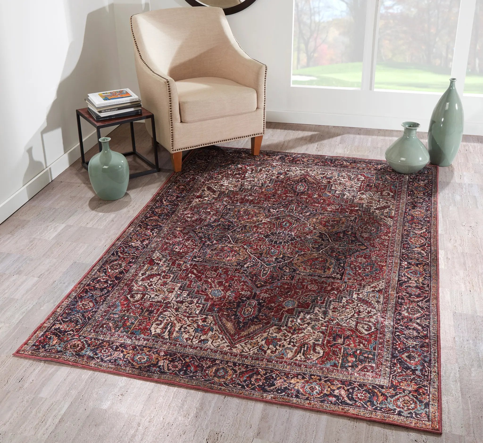 Karachi KAR-4 Burgundy Area Rug by Momeni