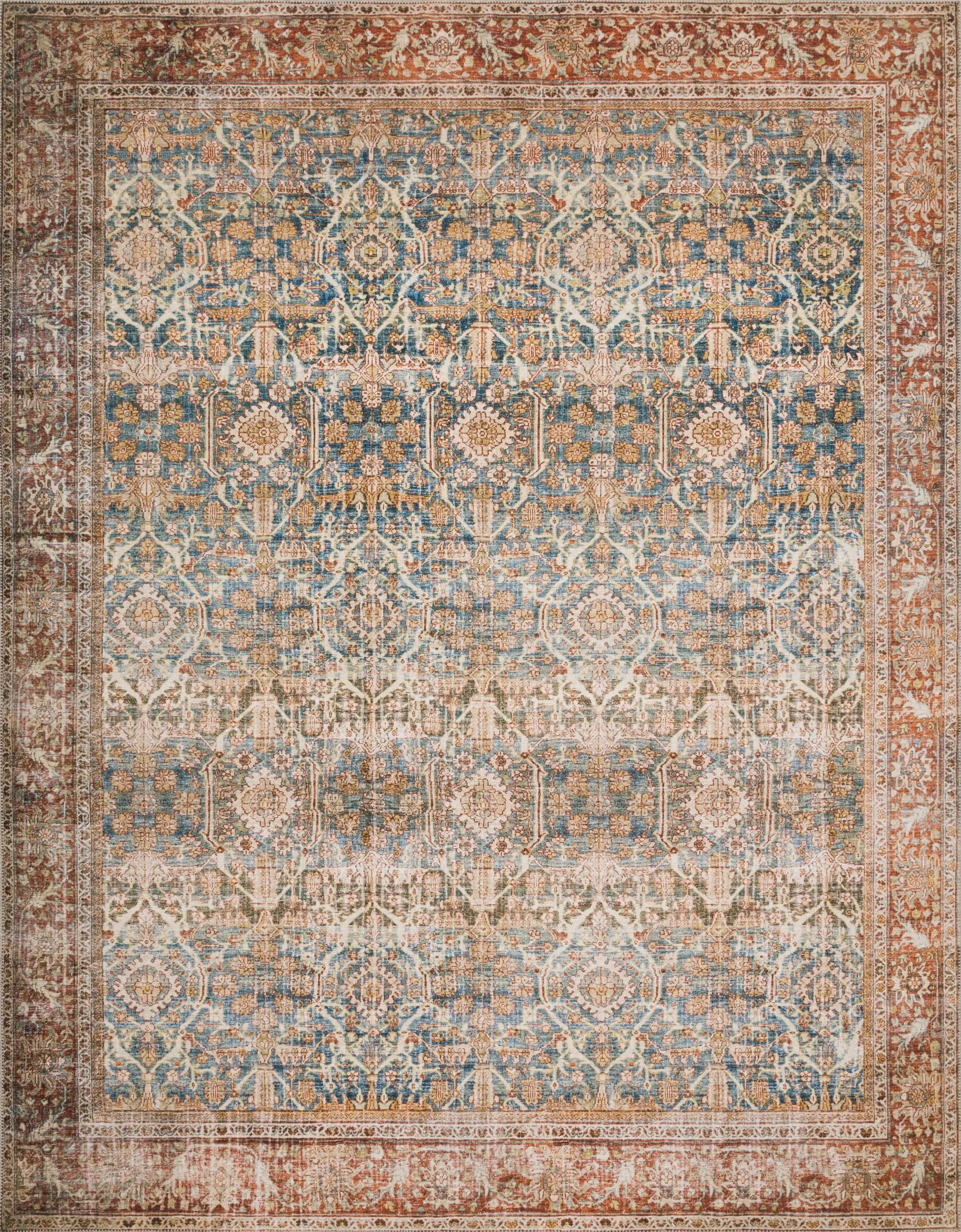 Layla LAY-04 Ocean / Rust Area Rug by Loloi