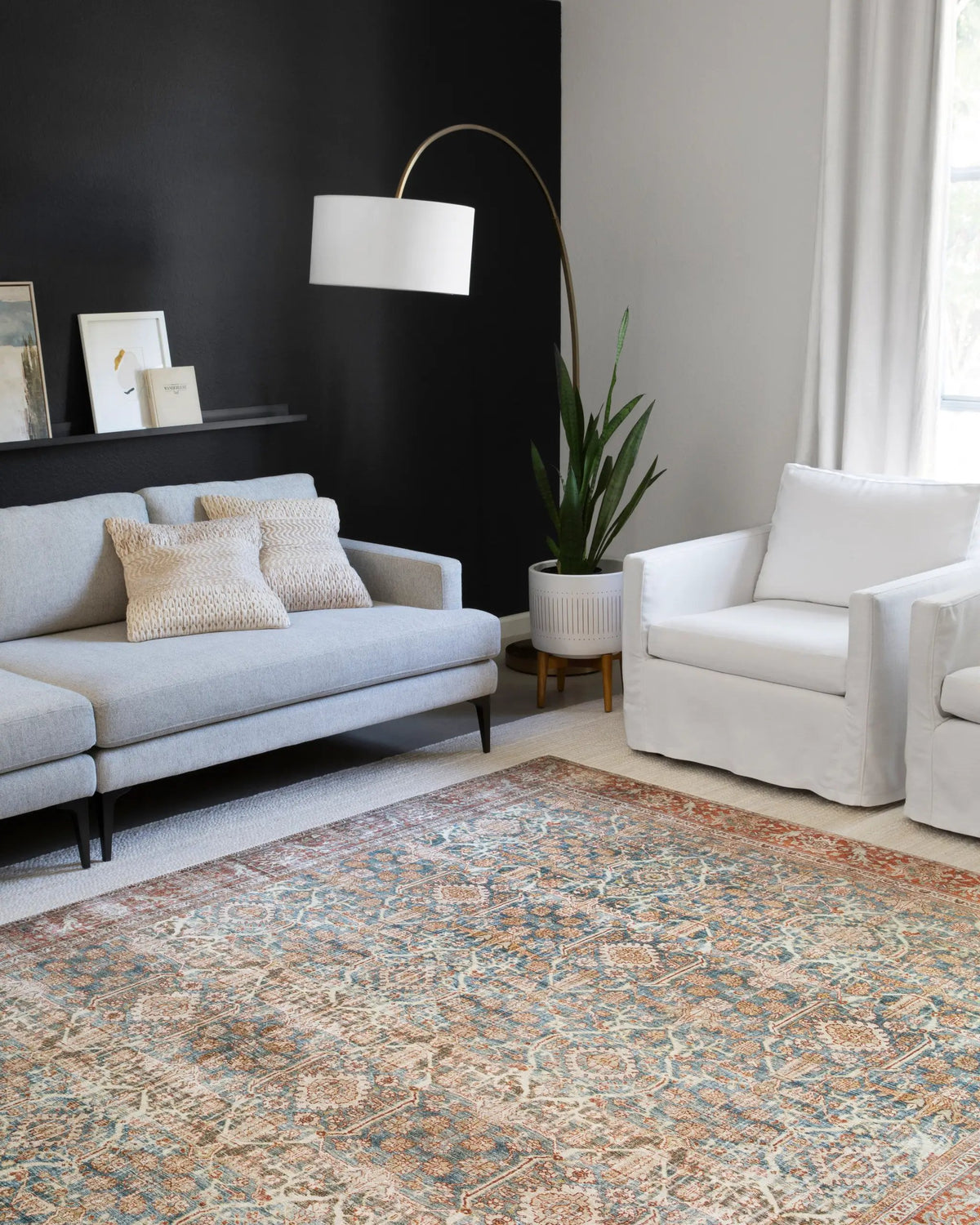 Layla LAY-04 Ocean / Rust Area Rug by Loloi
