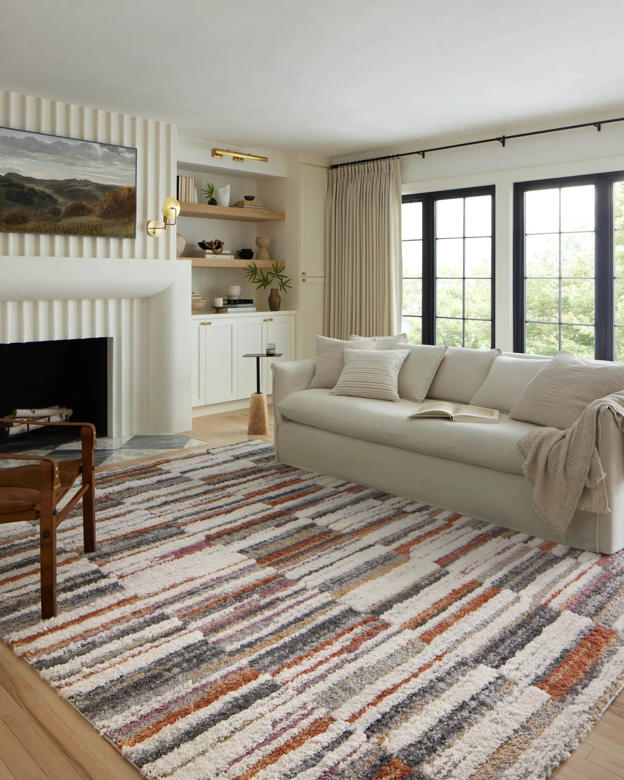 Levitt Shag LEV-03 Ivory / Sunset Area Rug by Loloi