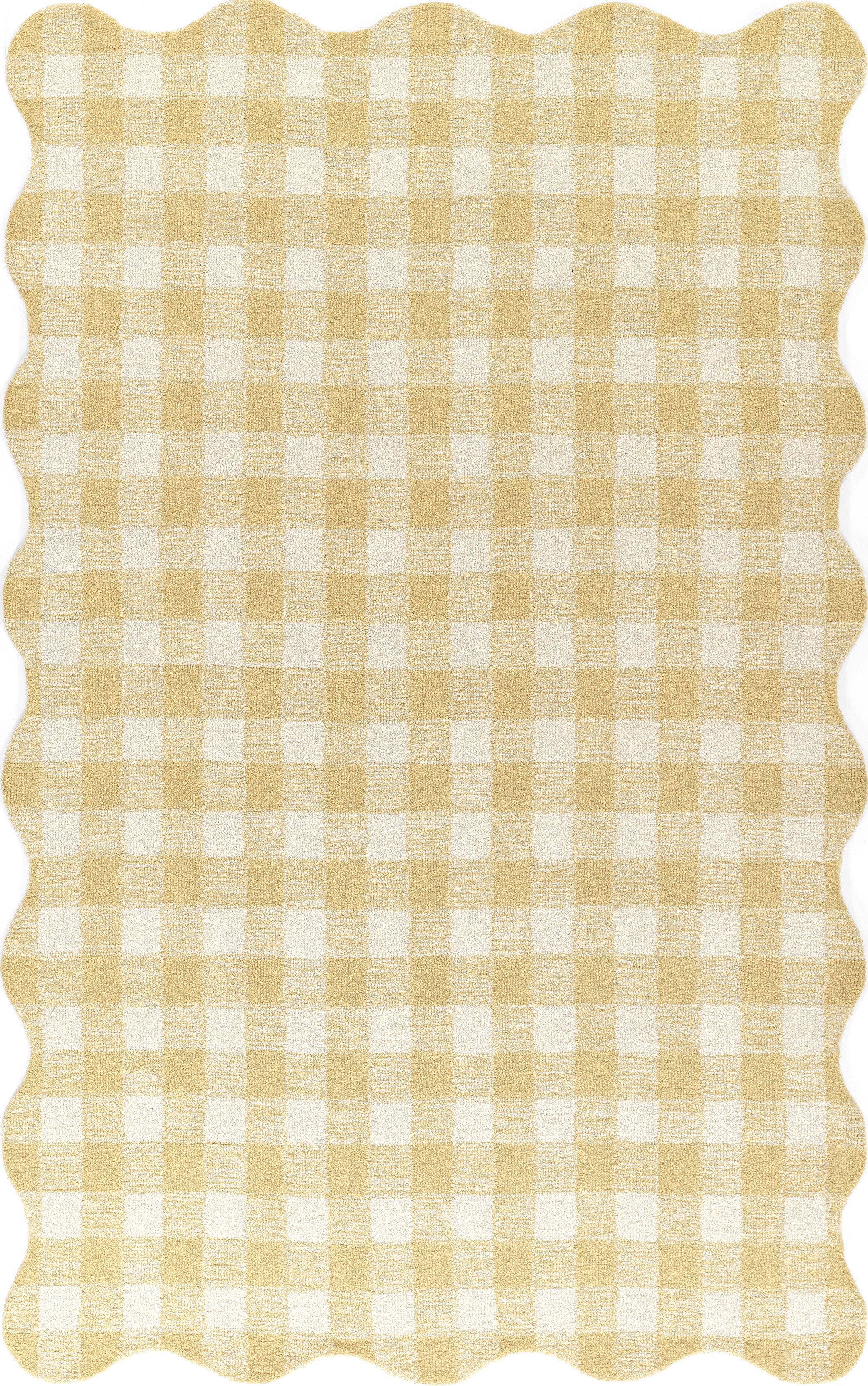 Lily LIY-1 Yellow Area Rug, cheerful hand-tufted wool with whimsical patterns