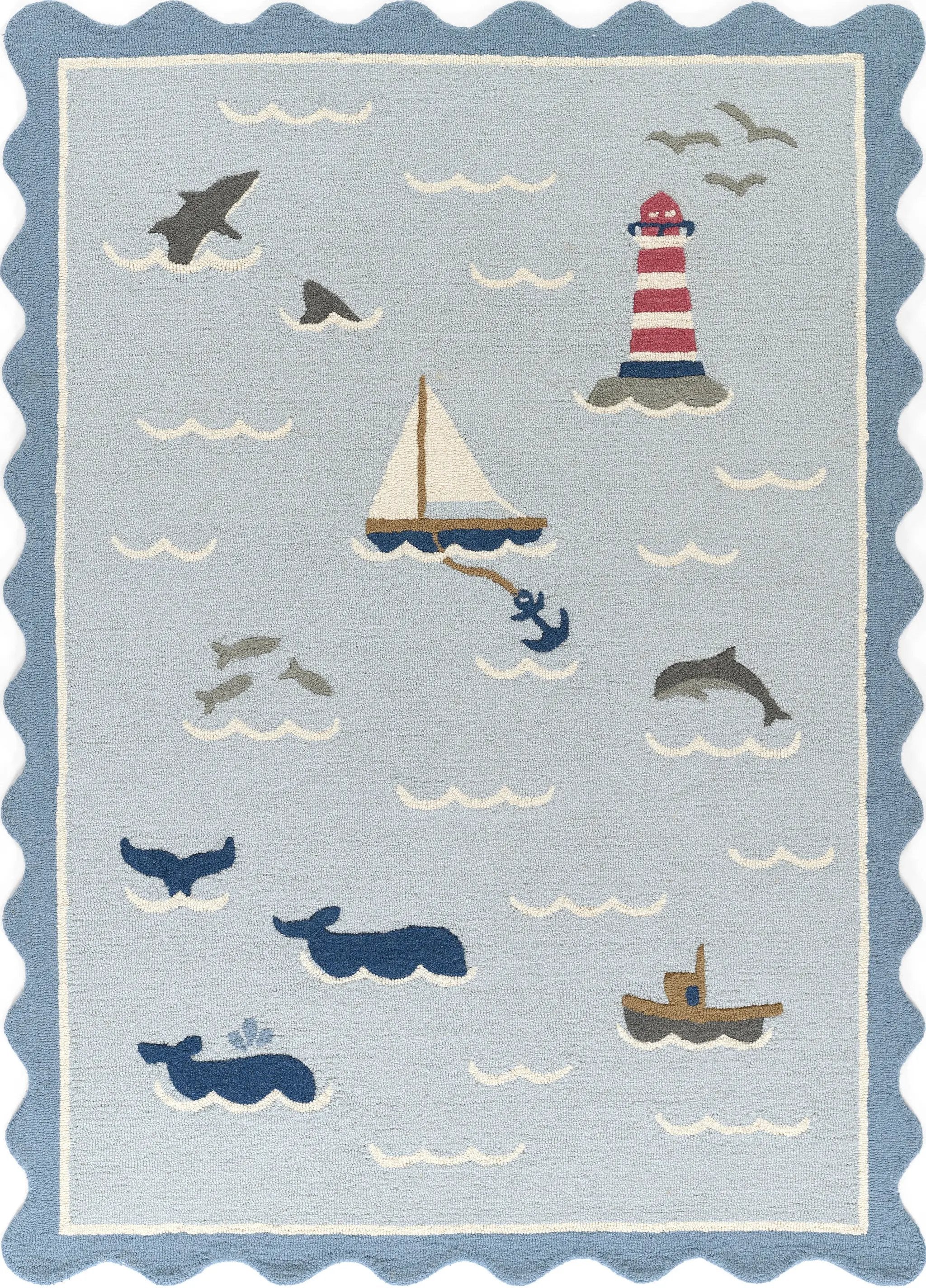 Lily LIY-7 Blue Area Rug, charming hand-tufted wool for cottage interiors