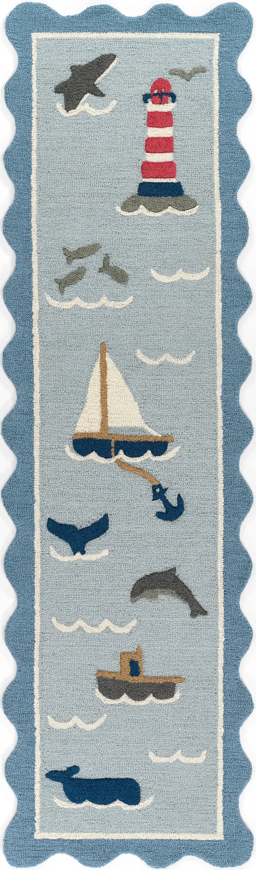 Lily LIY-7 Blue Area Rug, charming hand-tufted wool for cottage interiors