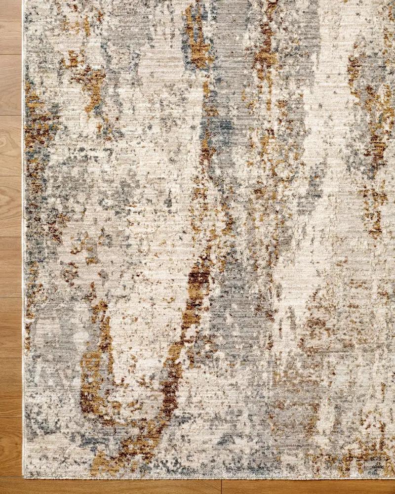 Overhead view of the Arda ACZ-2304 Taupe Area Rug featuring an abstract distressed pattern.