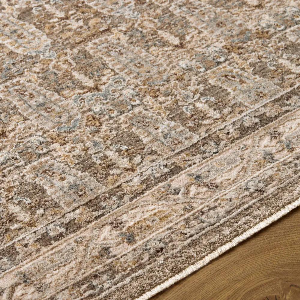 Close-up of the Arda ACZ-2311 Charcoal Area Rug showing its textured pattern and fringe edge.
