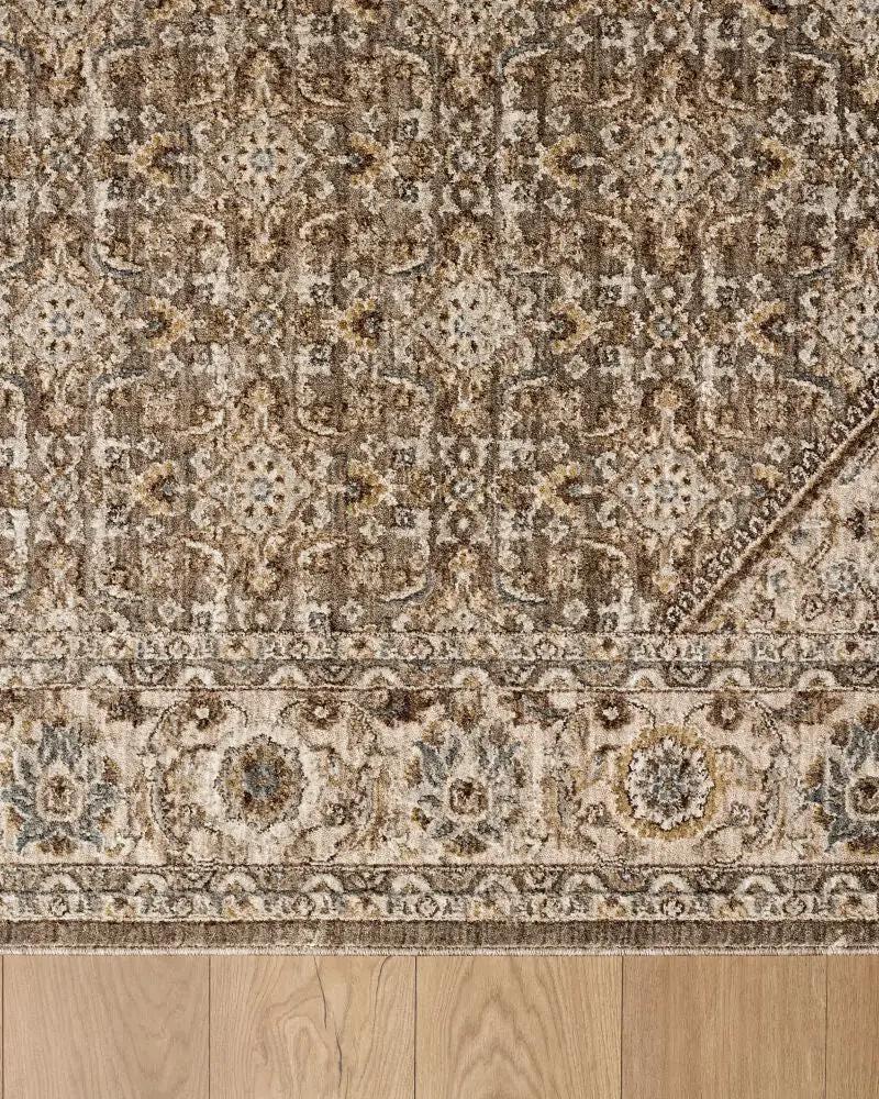 Close-up of the Arda ACZ-2313 Charcoal Area Rug featuring an intricate pattern and fringe detail.