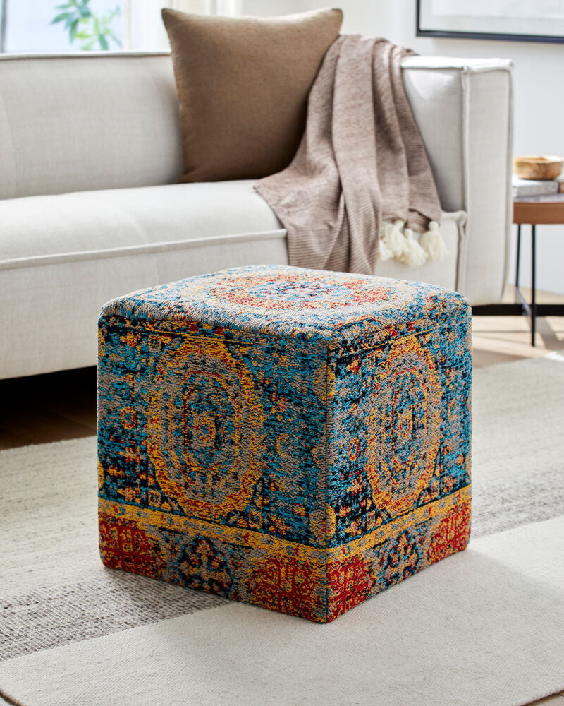 Surya Amsterdam AMPF-001 Blue Fully Upholstered Body Ottoman