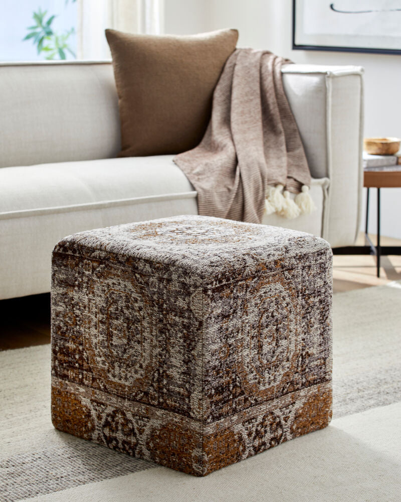 Surya Amsterdam AMPF-002 Gray Fully Upholstered Body Ottoman