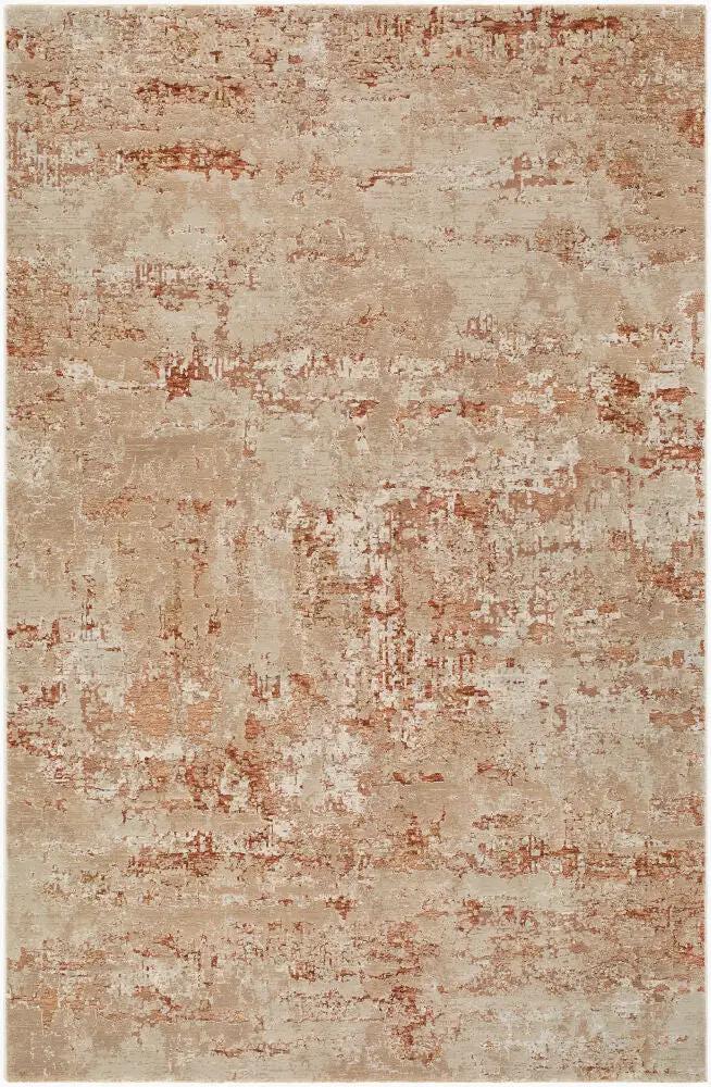 Canyon CYY-2307 Rose Area Rug with a distressed abstract pattern in rose and beige tones.