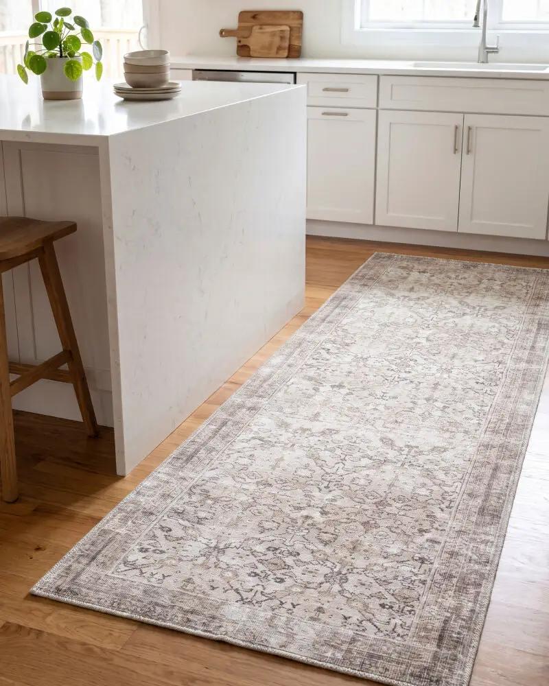 Jenni Yolo Home x LIVABLISS Amelia JYAL-2301 Ivory Machine Washable Kitchen Runner Area Rug