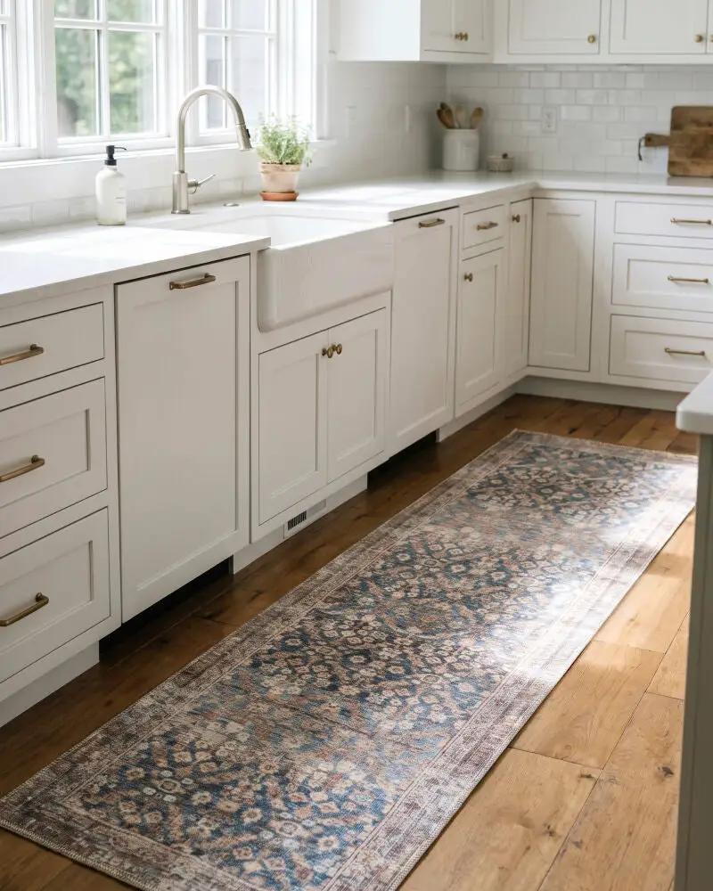 Jenni Yolo Home x LIVABLISS Amelia JYAL-2302 Slate-Blue Machine Washable Kitchen Runner Area Rug