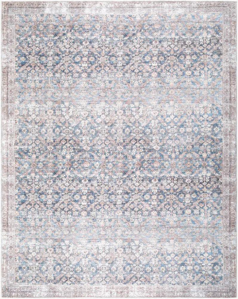 Jenni Yolo Home x LIVABLISS Amelia JYAL-2302 Slate-Blue Machine Washable Area Rug