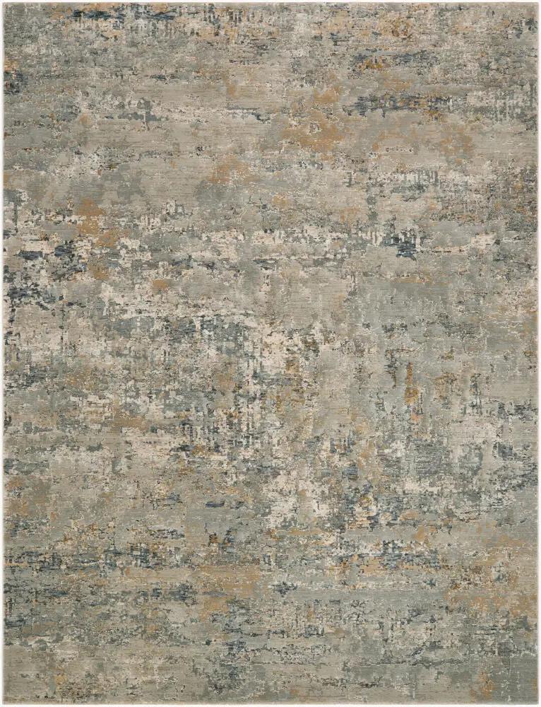 Canyon CYY-2306 Light Gray Area Rug with a distressed, abstract pattern in gray, beige, and blue.