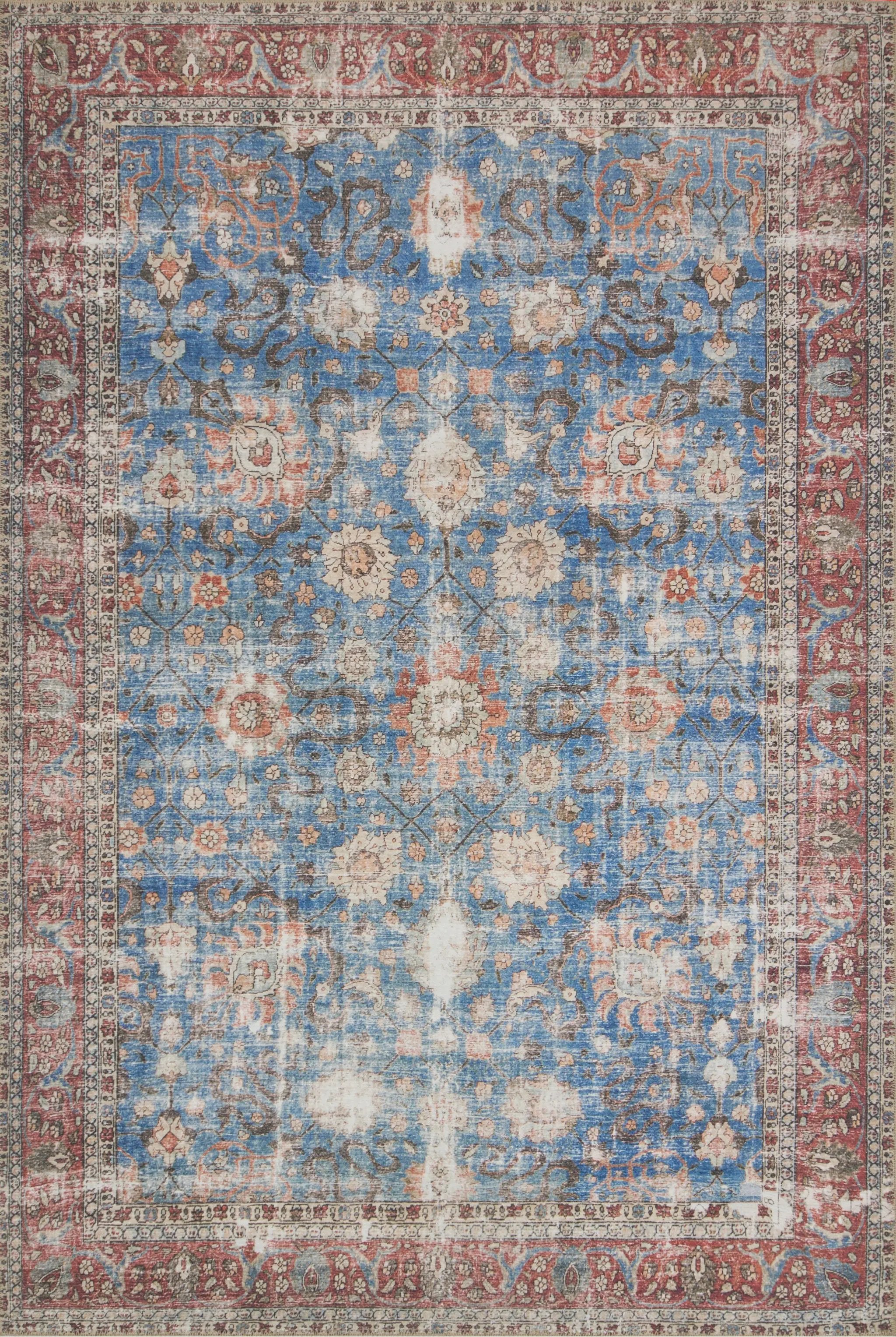 Loren LQ-01 Blue / Brick Area Rug by Loloi