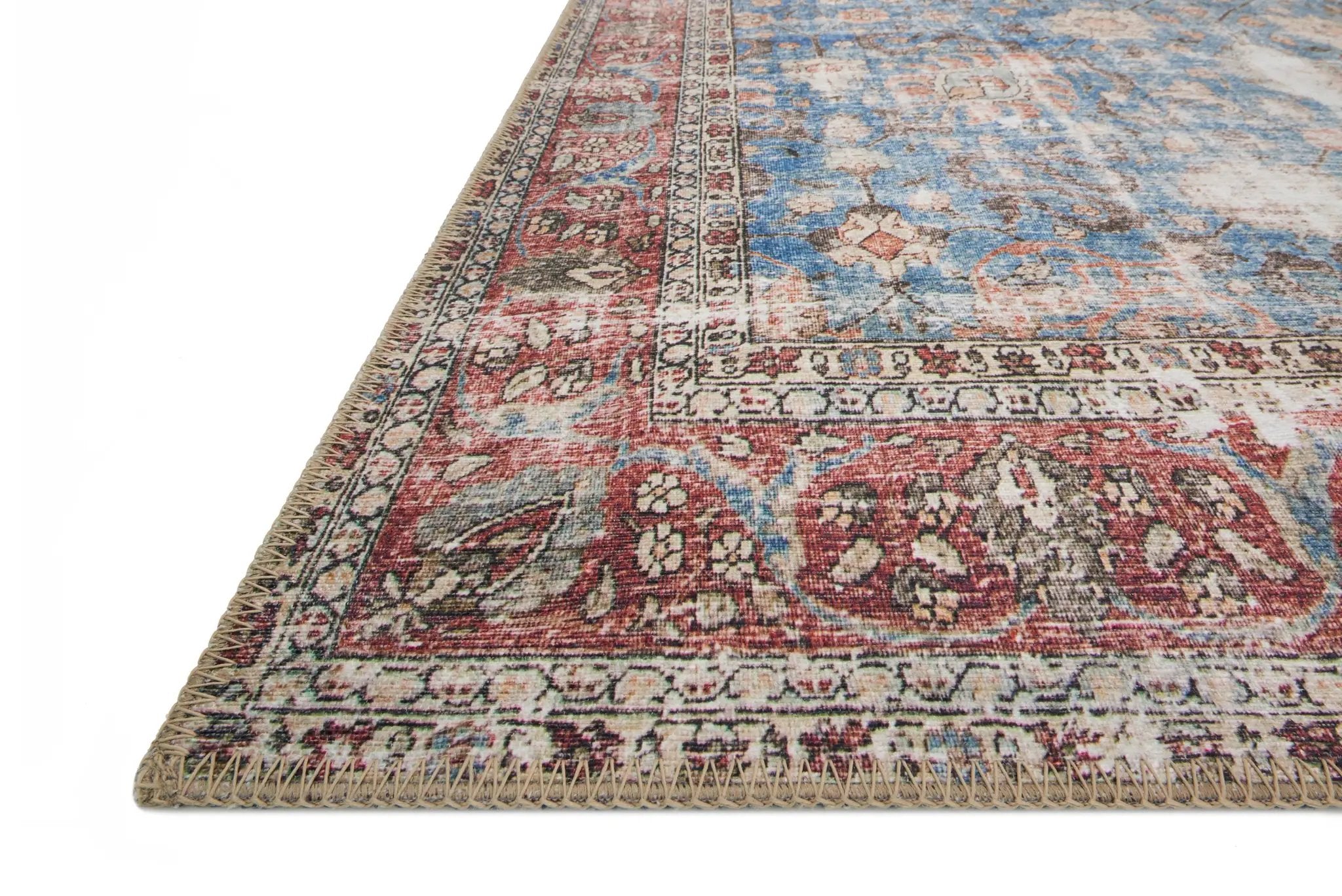 Loren LQ-01 Blue / Brick Area Rug by Loloi