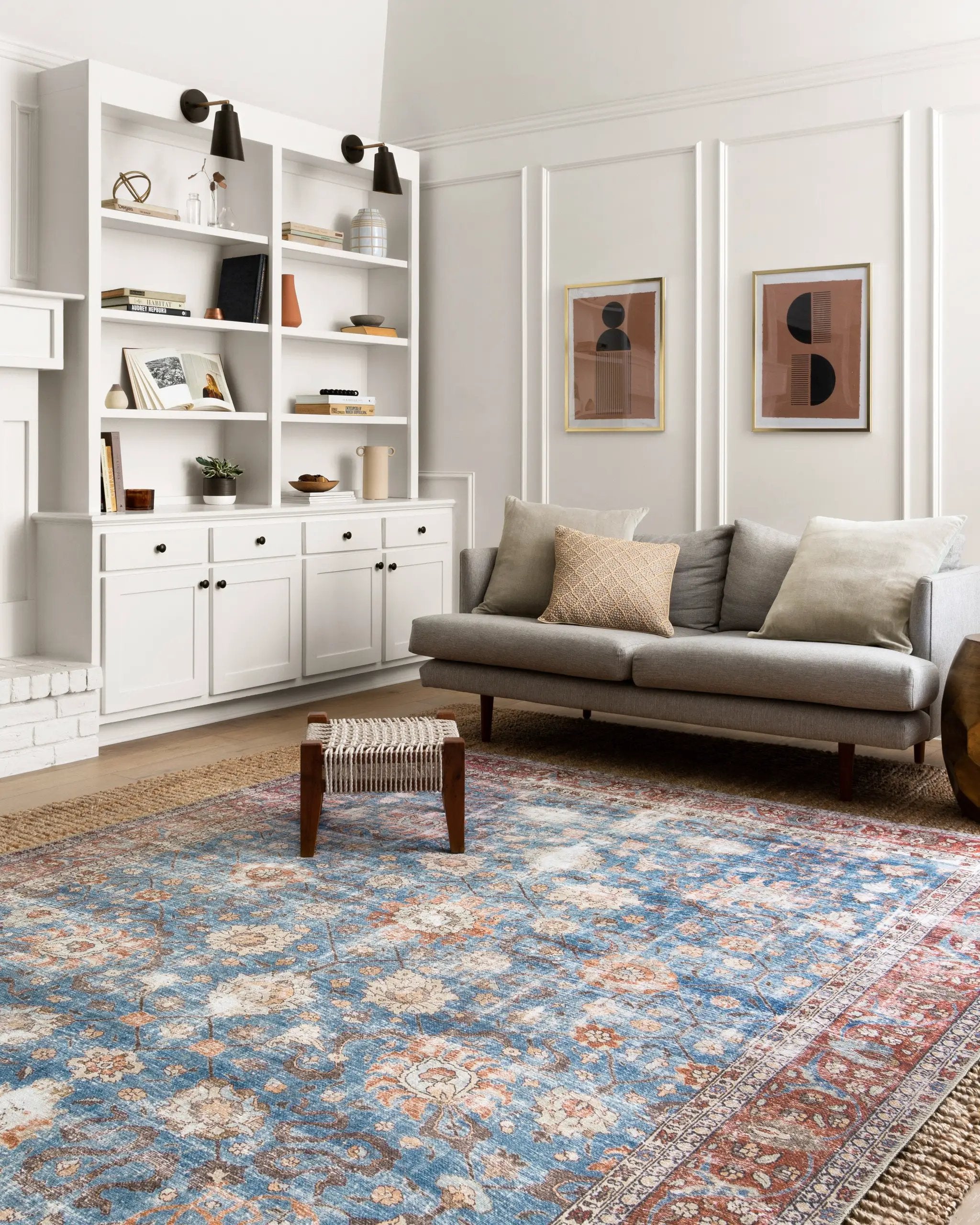 Loren LQ-01 Blue / Brick Area Rug by Loloi