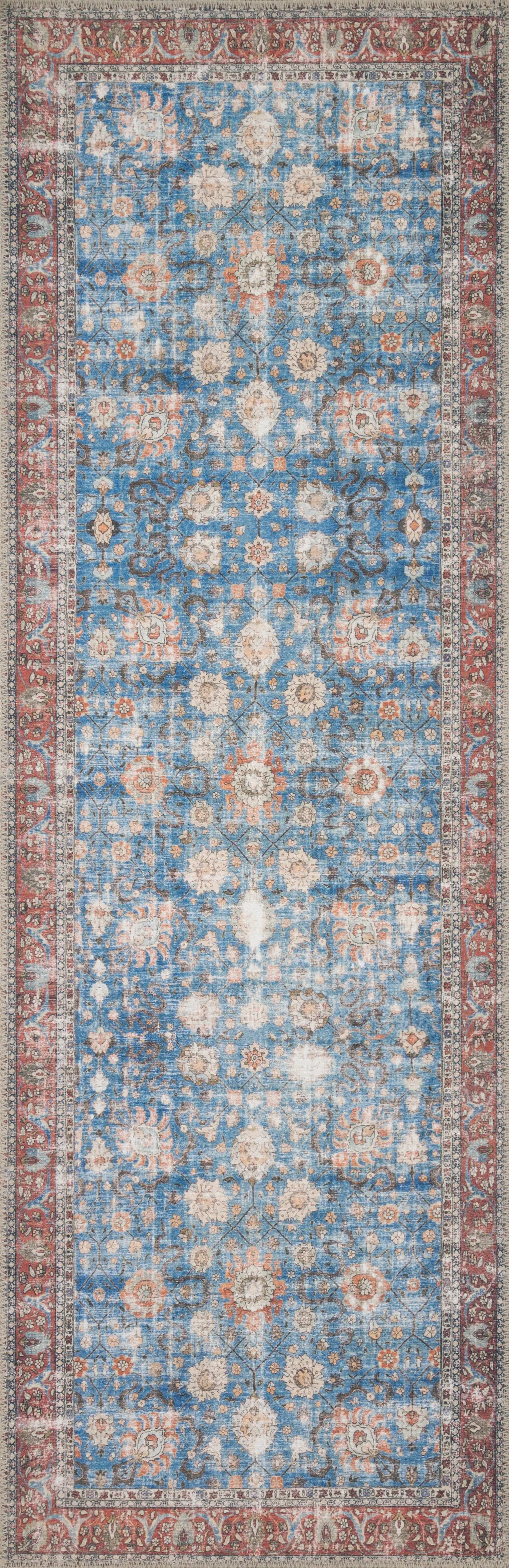 Loren LQ-01 Blue / Brick Area Rug by Loloi