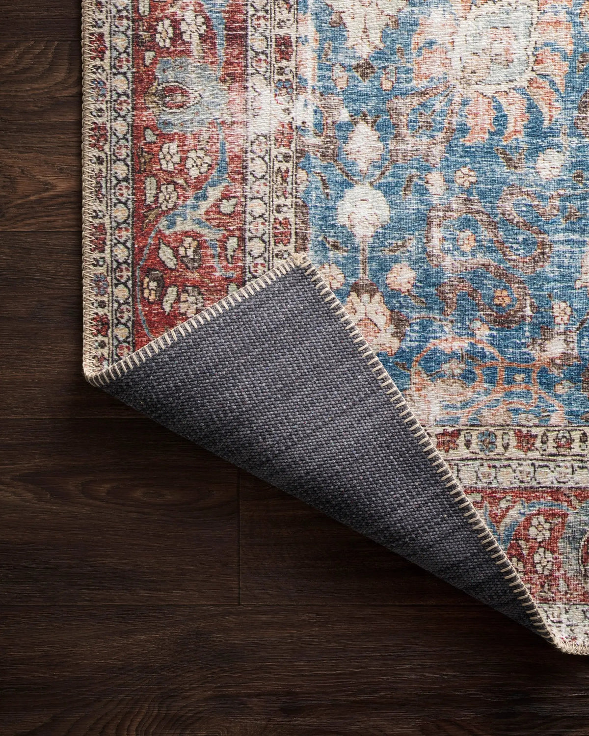 Loren LQ-01 Blue / Brick Area Rug by Loloi