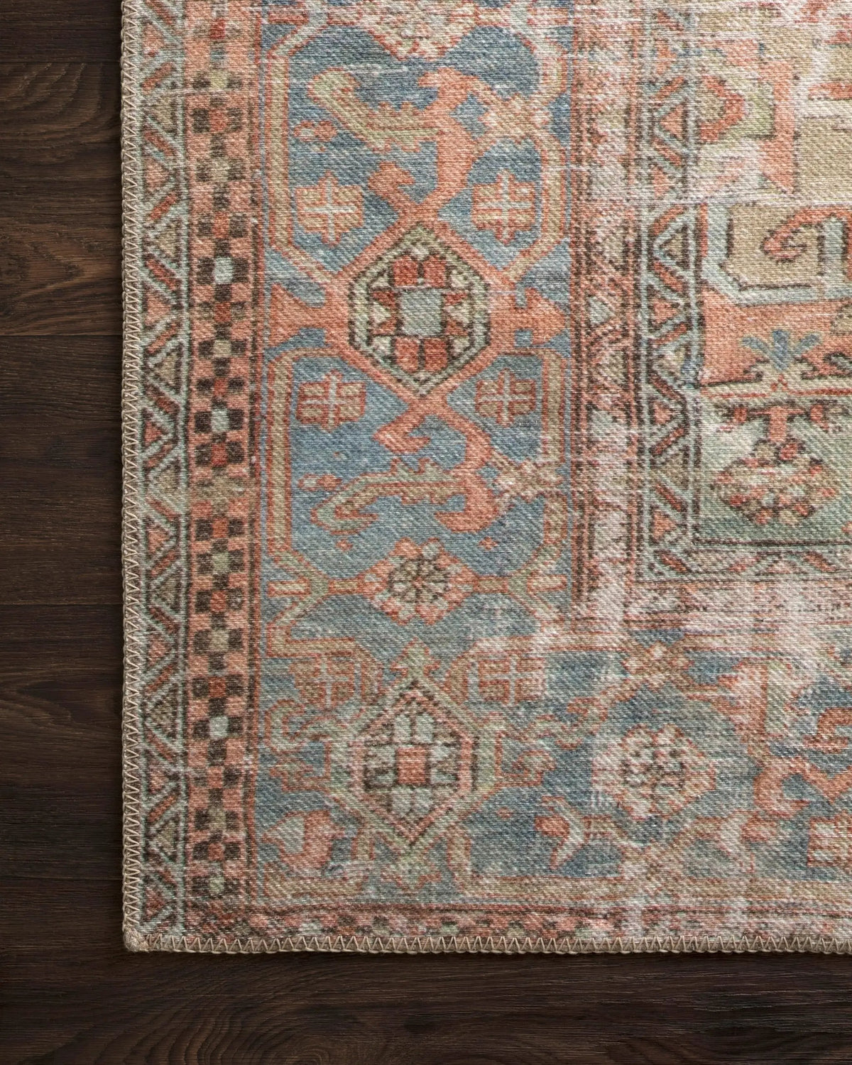 Loren LQ-15 Terracotta / Sky Area Rug by Loloi