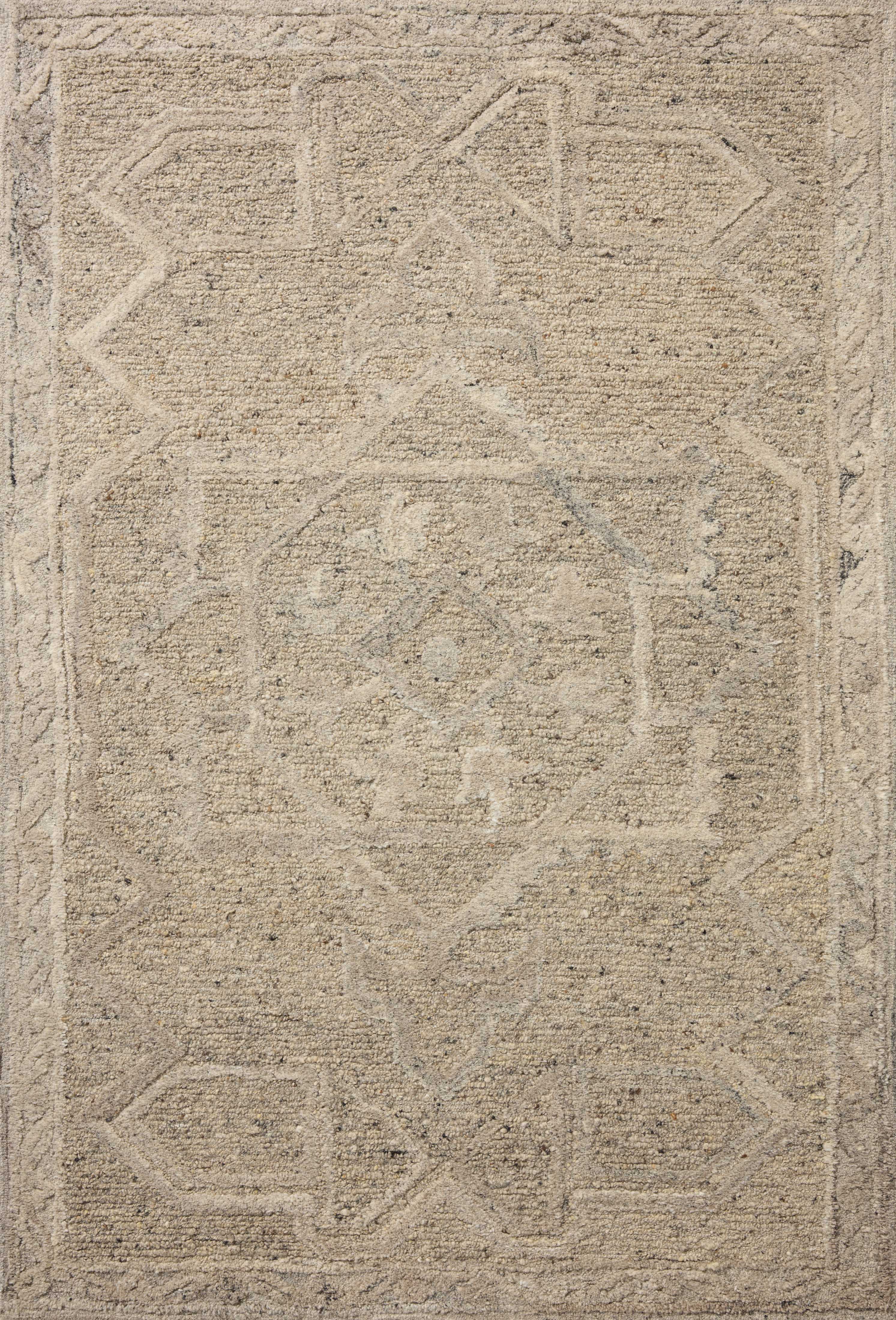 Rich in subtle pebble and soft misty hues with traditional detail, the Mabel MBL-01 Pebble / Mist Area Rug is a hand-tufted wool area rug built for style and comfort