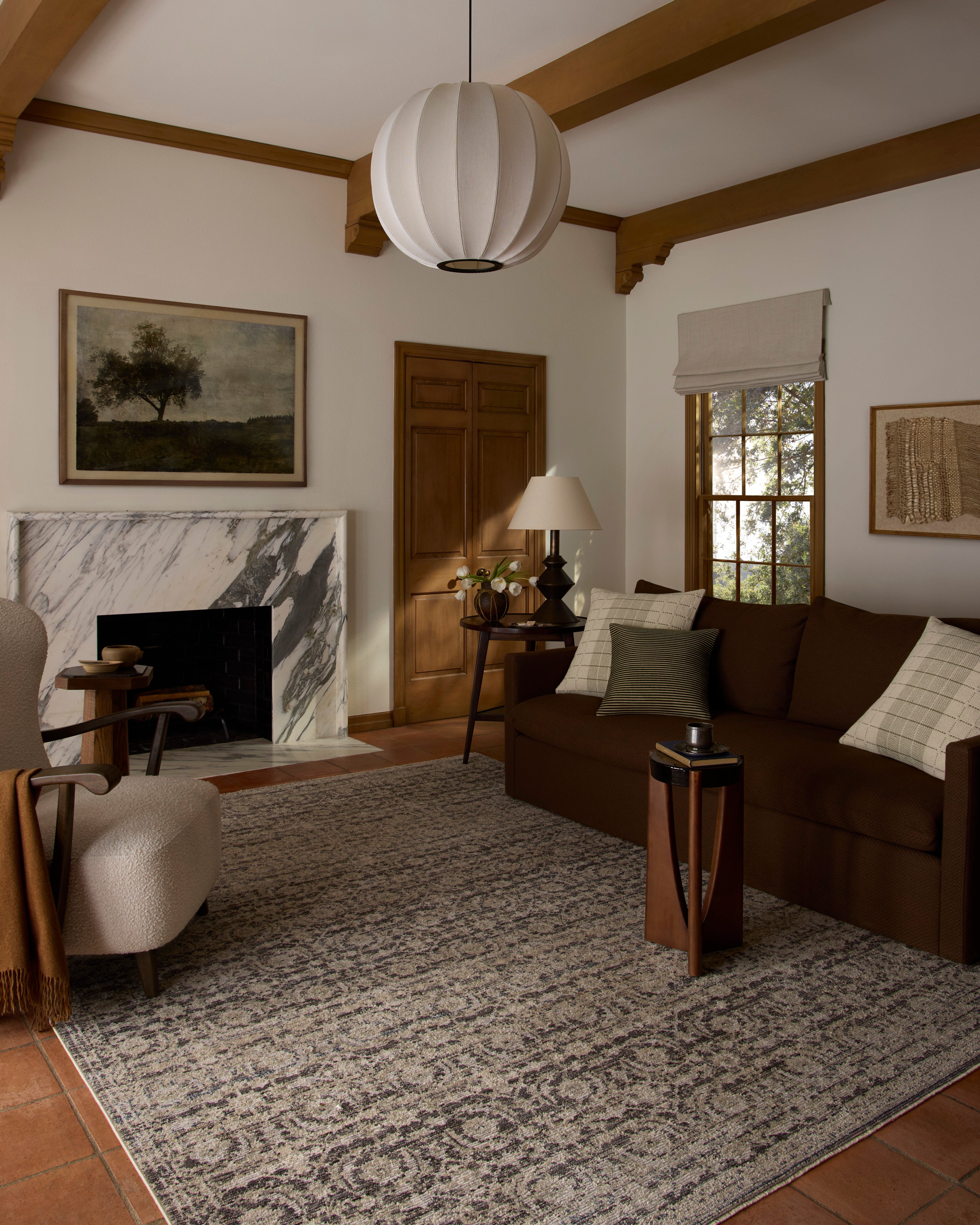 Loloi Milena MLE?03 linen and midnight vintage?inspired area rug with distressed pattern and soft contrast