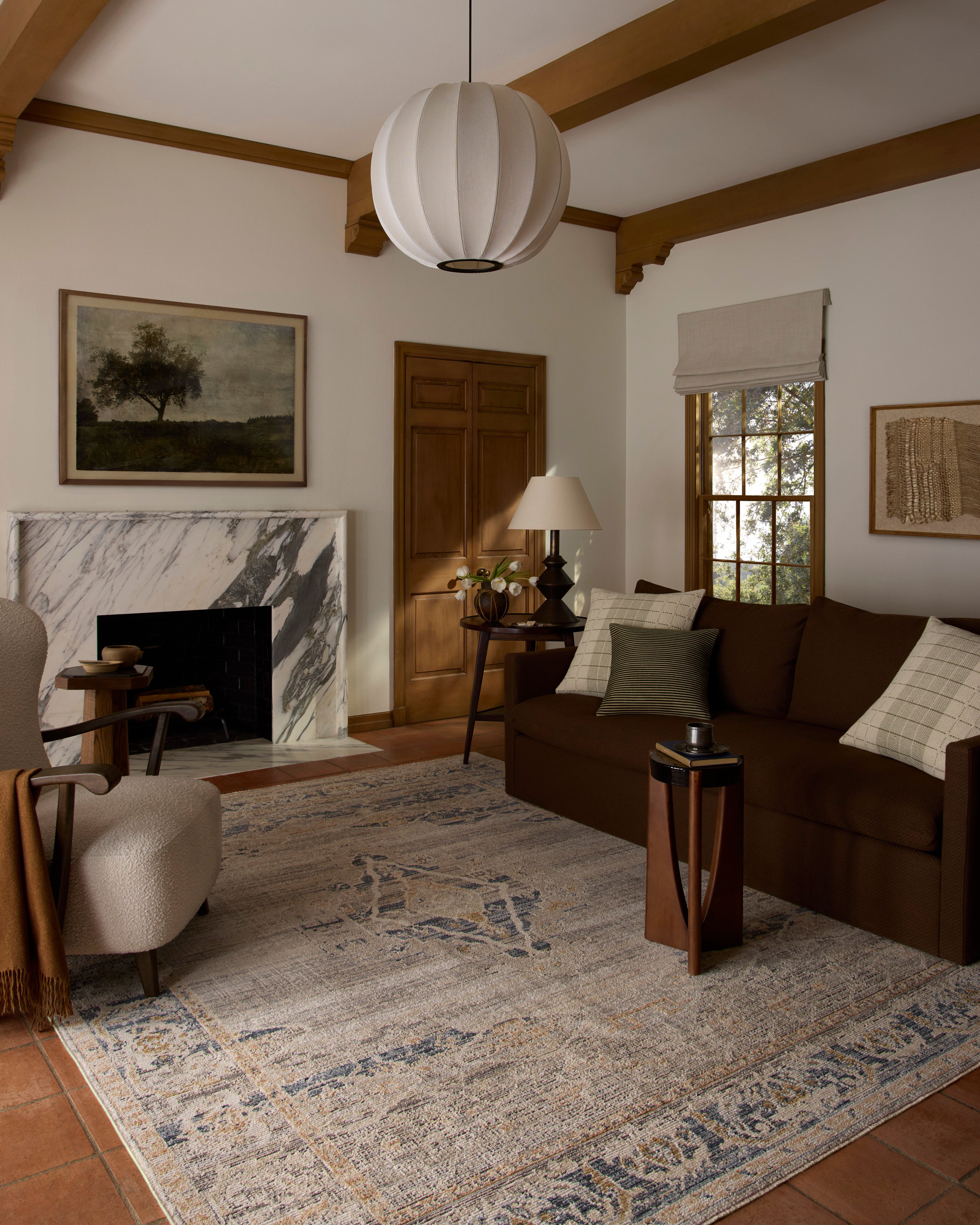 Loloi Milena MLE?04 natural and ivory vintage area rug featuring neutral tones and traditional pattern