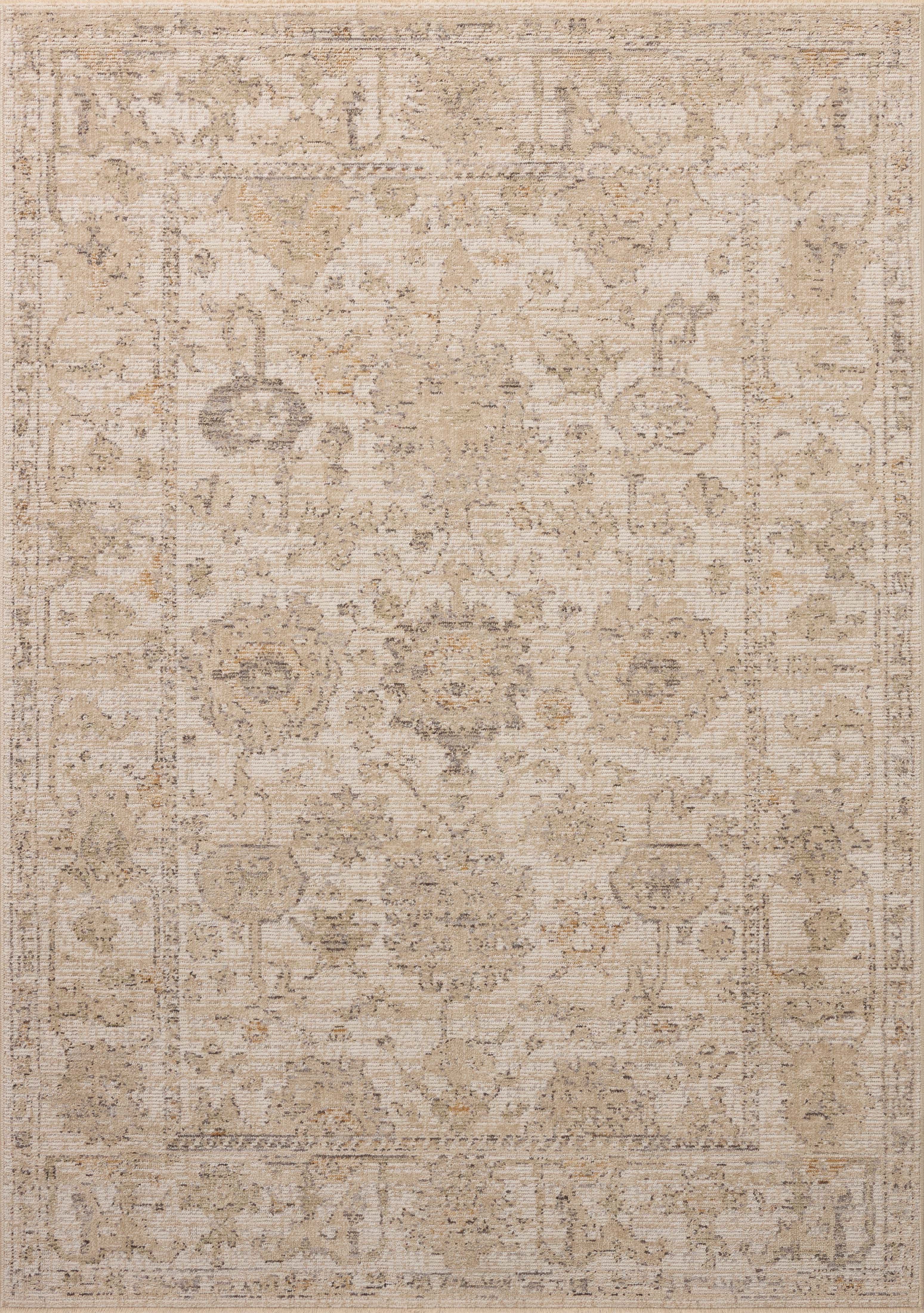 Loloi Milena MLE-08 ivory and sand vintage-inspired area rug with soft neutral tones and textured pattern