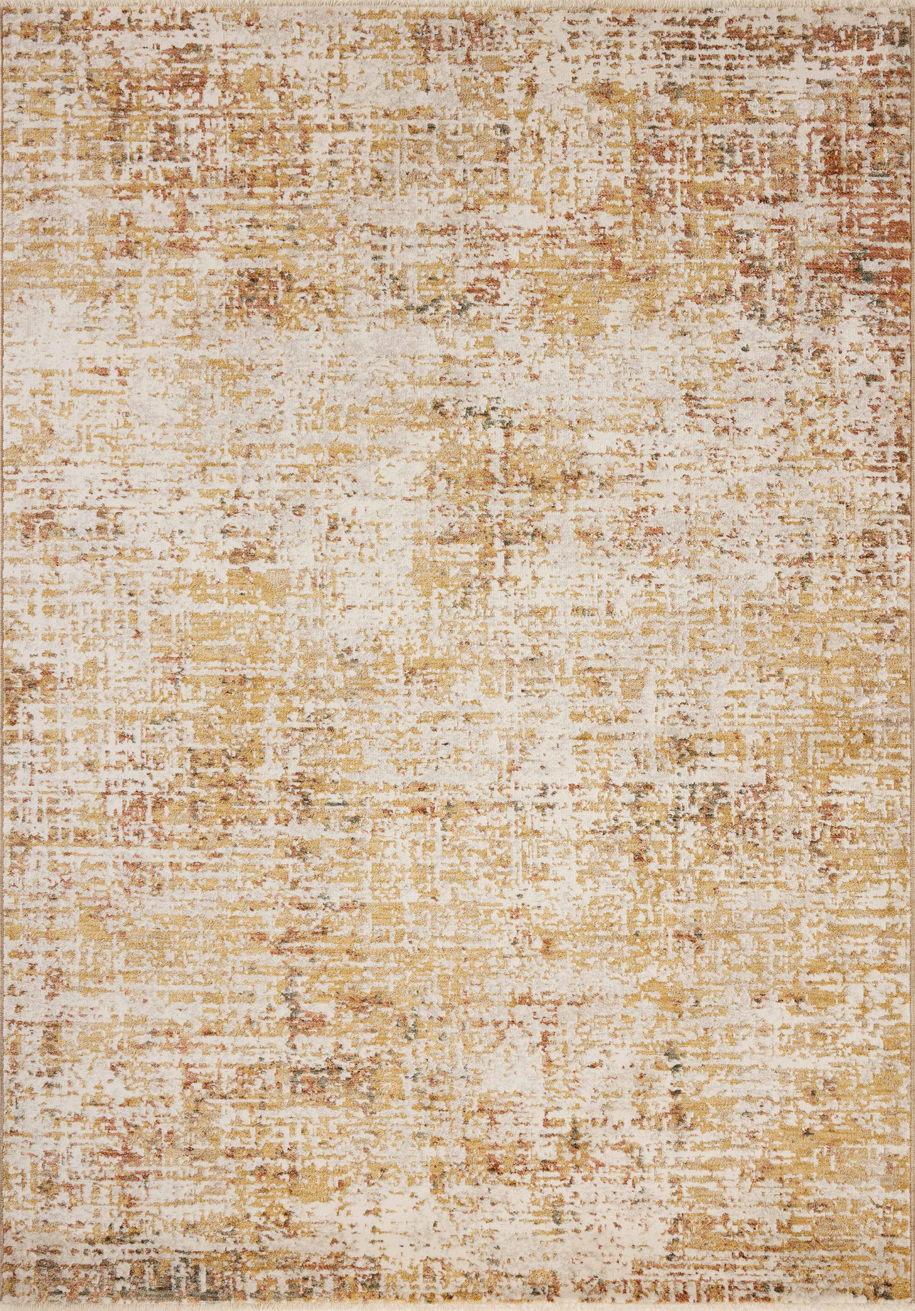 The Nellie NEL-02 Sunset / Pebble Area Rug pairs glowing sunset and subtle pebble tones and graphic patterns in a power-loomed polyester and polypropylene area rug