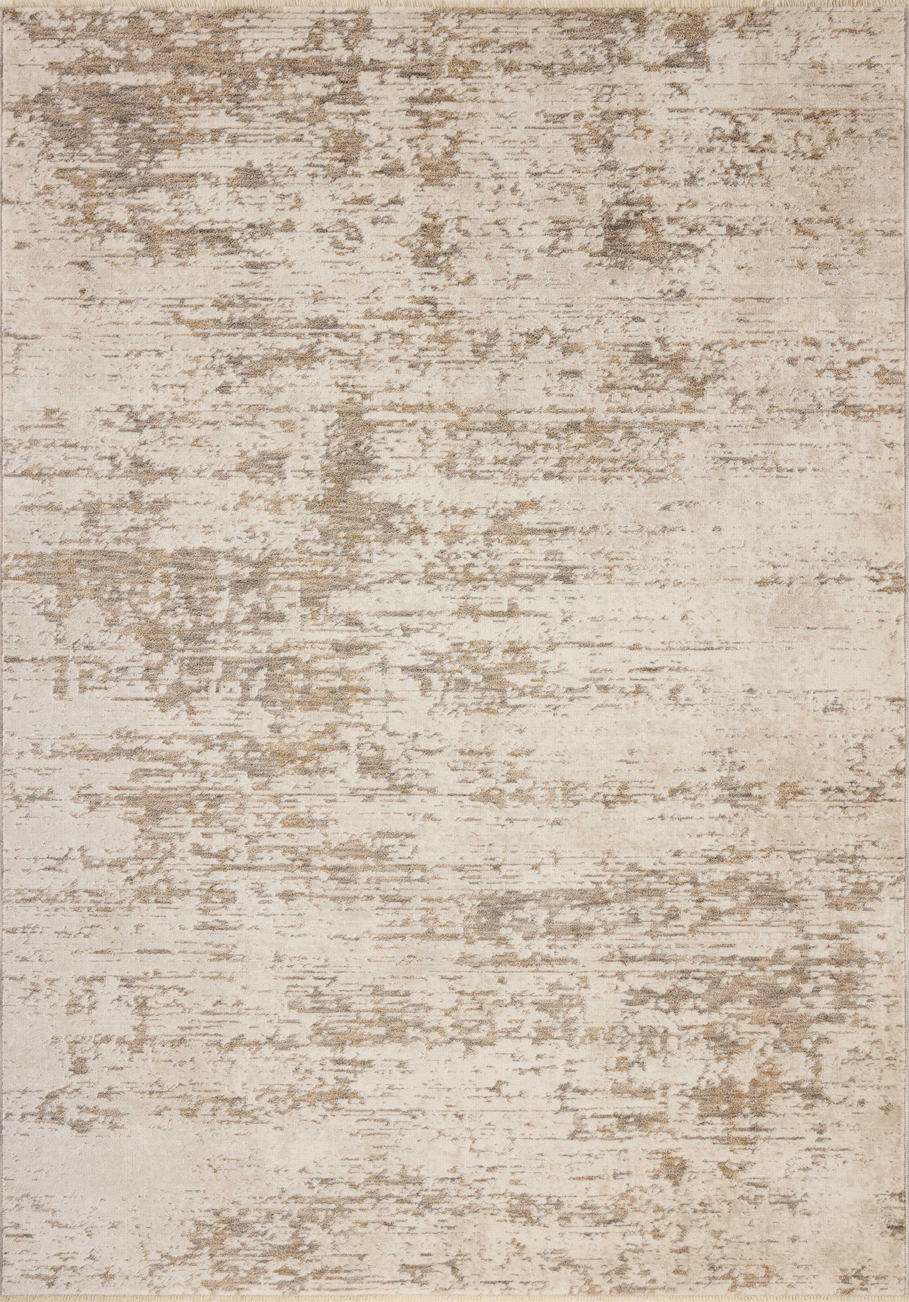 Designed with graphic artistry in gentle dove and warm natural hues, the Nellie NEL-05 Dove / Natural Area Rug is a power-loomed polyester and polypropylene area rug that stands out