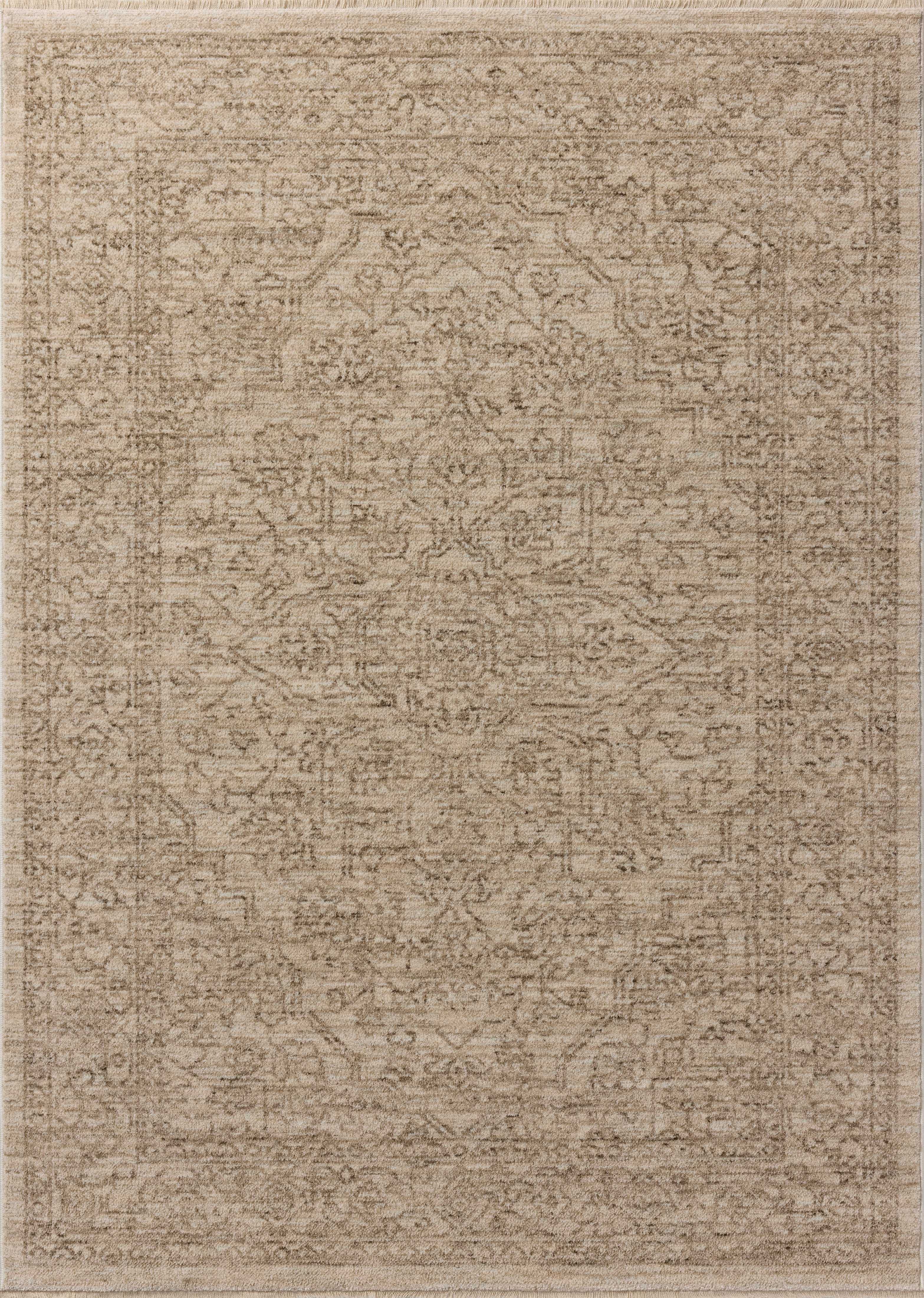The Newman NEW-01 Taupe / Bone Area Rug transforms any space with versatile taupe and bone tones and vintage and distressed design in a power-loomed polyester area rug