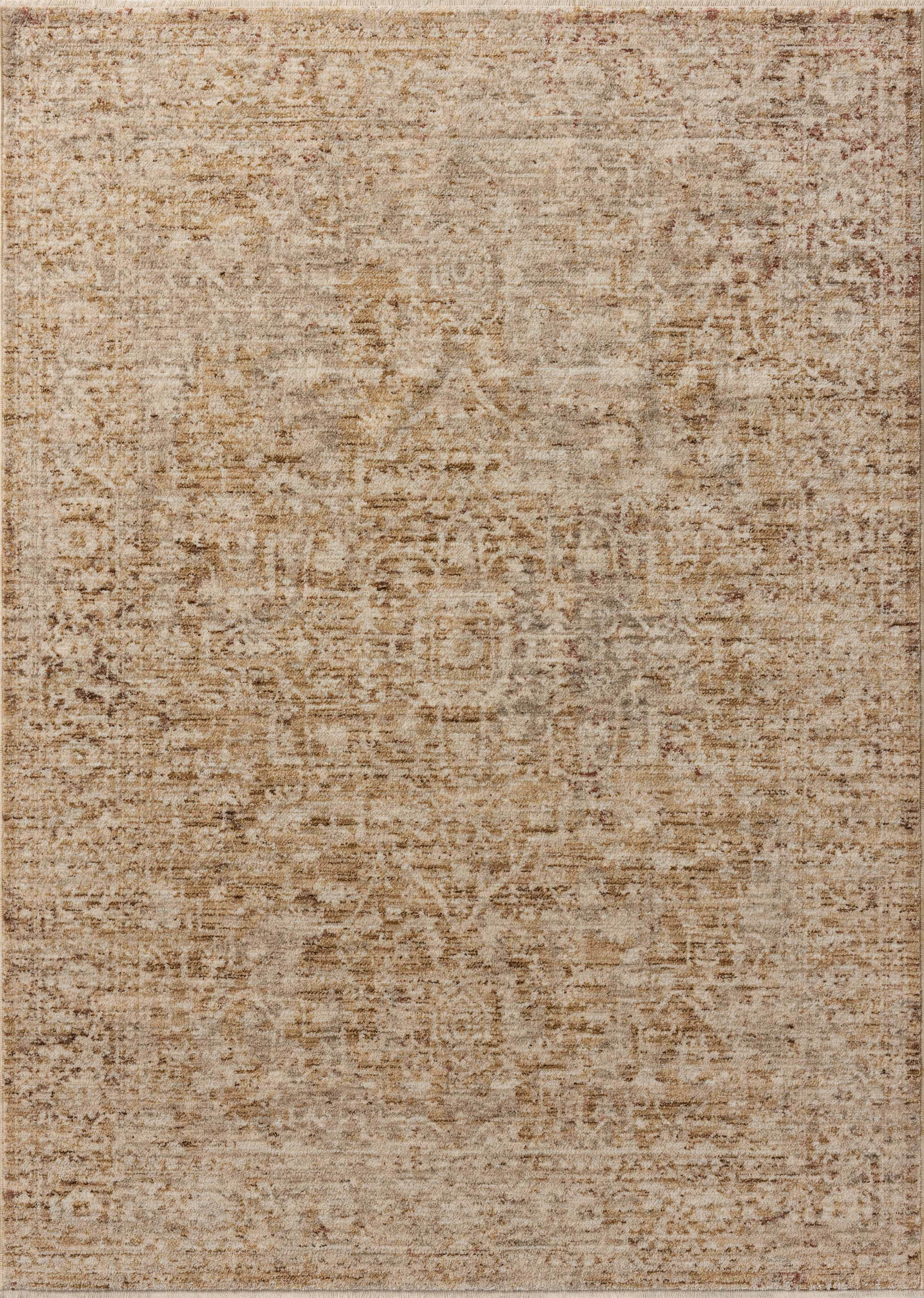 Layered in golden wheat and warm natural hues with vintage and distressed patterns, the Newman NEW-02 Wheat / Natural Area Rug is a power-loomed polyester area rug perfect for any setting