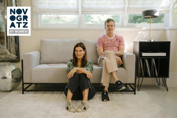 Robert and Cortney Novogratz for Novogratz by Momeni, featuring a contemporary living room with a soft ivory area rug, neutral furnishings, and modern accents for relaxed, stylish living.