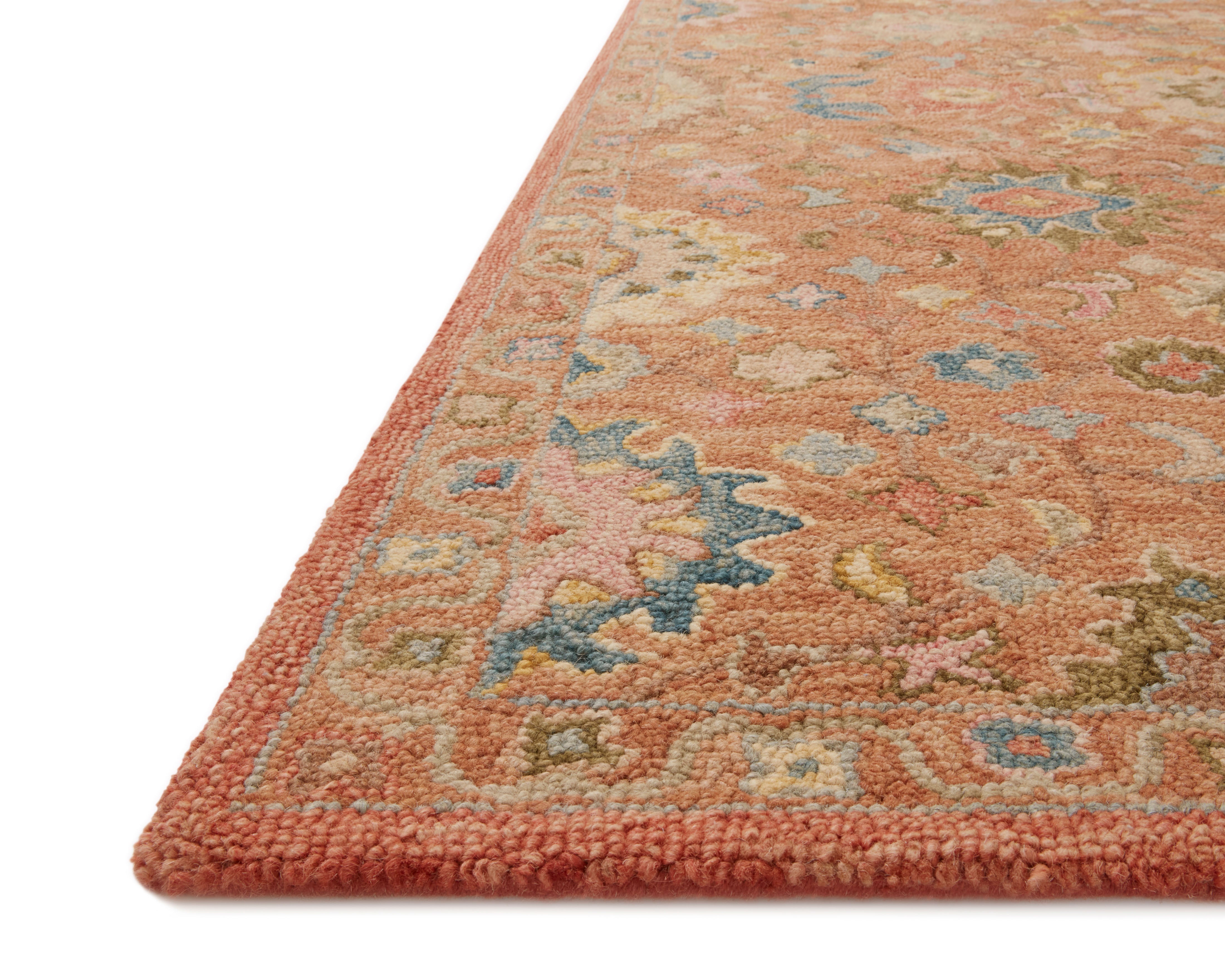 Padma PMA-05 Terracotta/Multi Area Rug, hand-hooked wool, thick pile, terracotta and multicolor, contemporary design