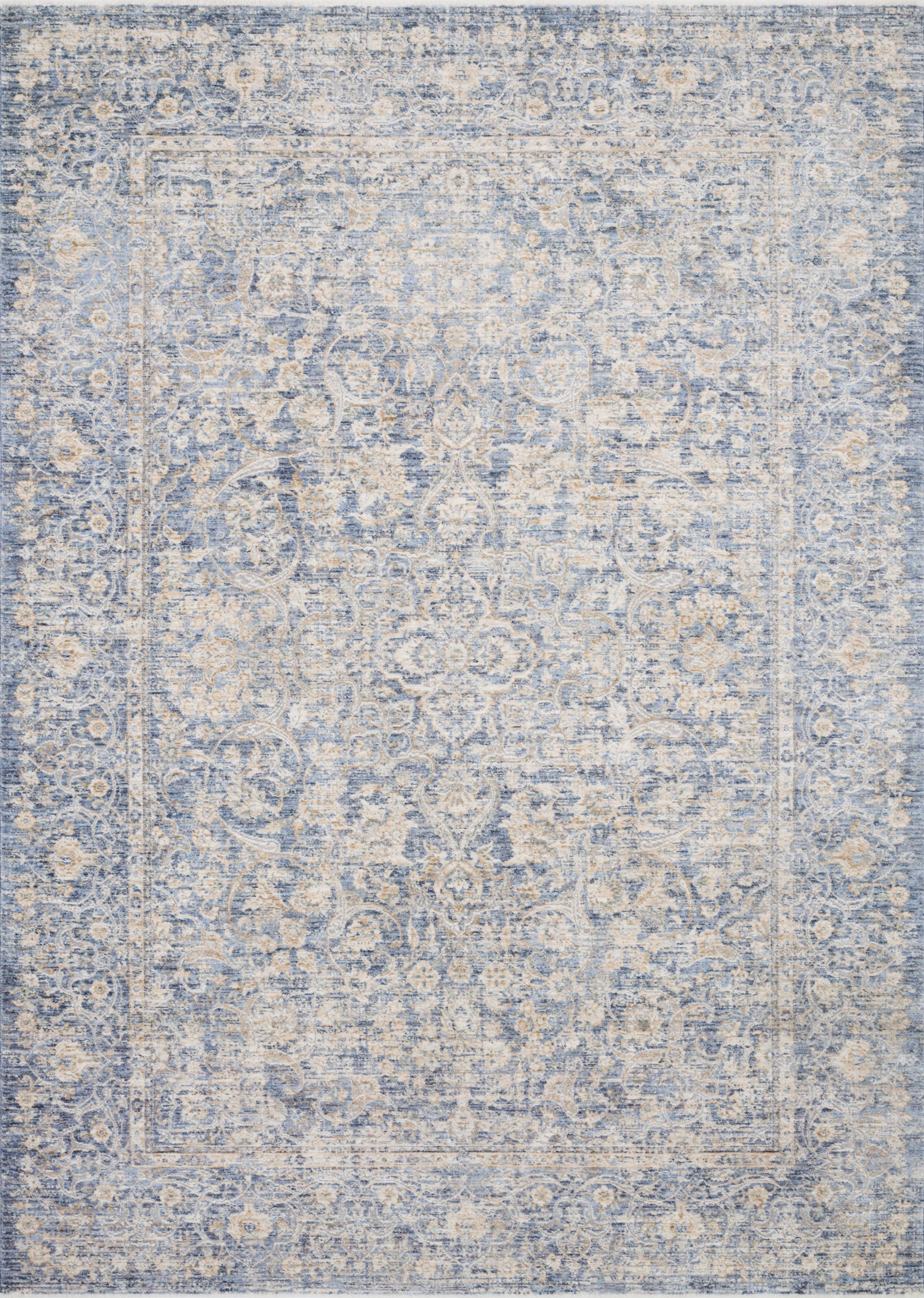 Pandora PAN-01 Blue/Gold Area Rug, power-loomed polyester, high-low textured pile, modern motifs