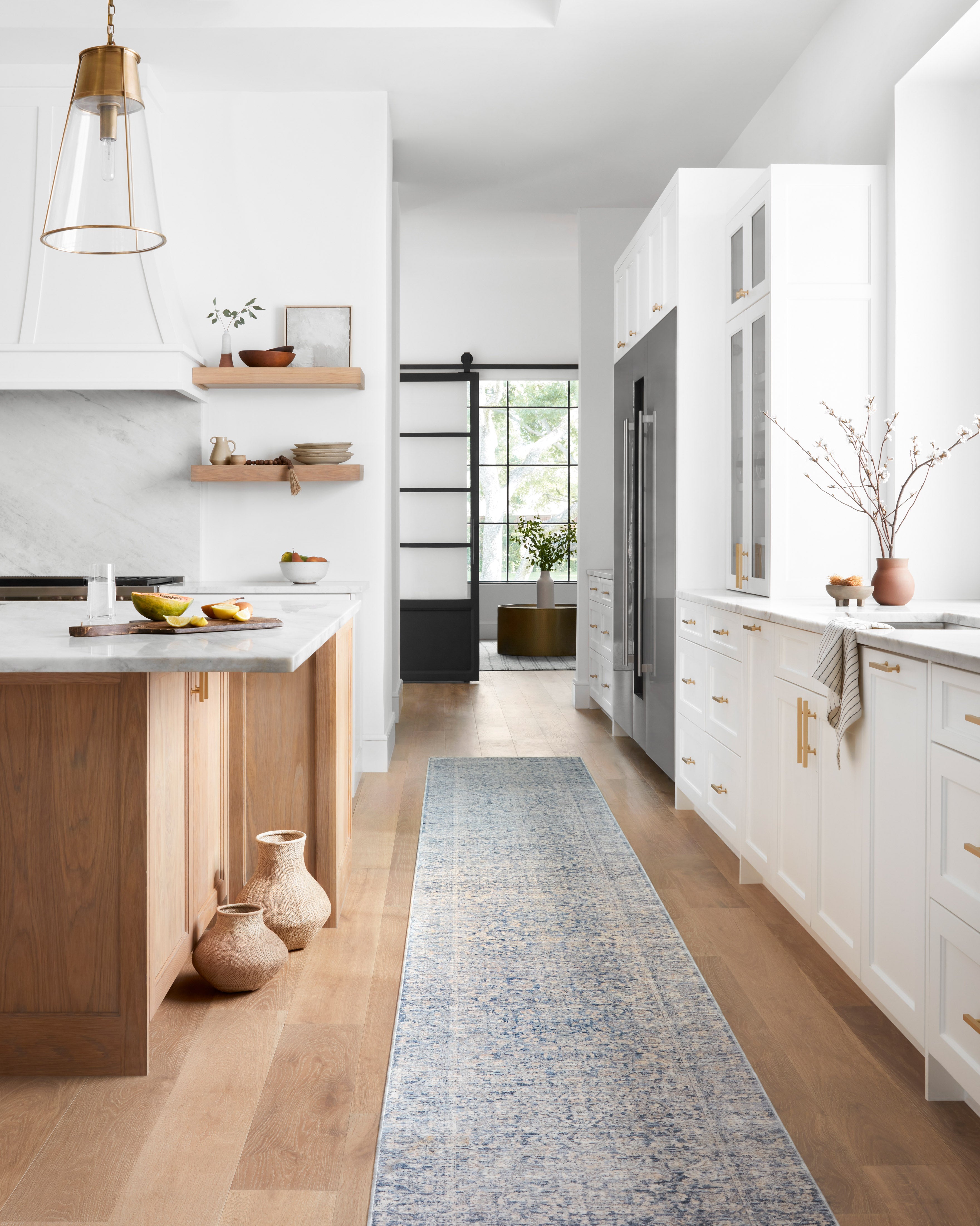 Pandora PAN-01 Blue/Gold Area Rug, power-loomed polyester, high-low textured pile, modern motifs