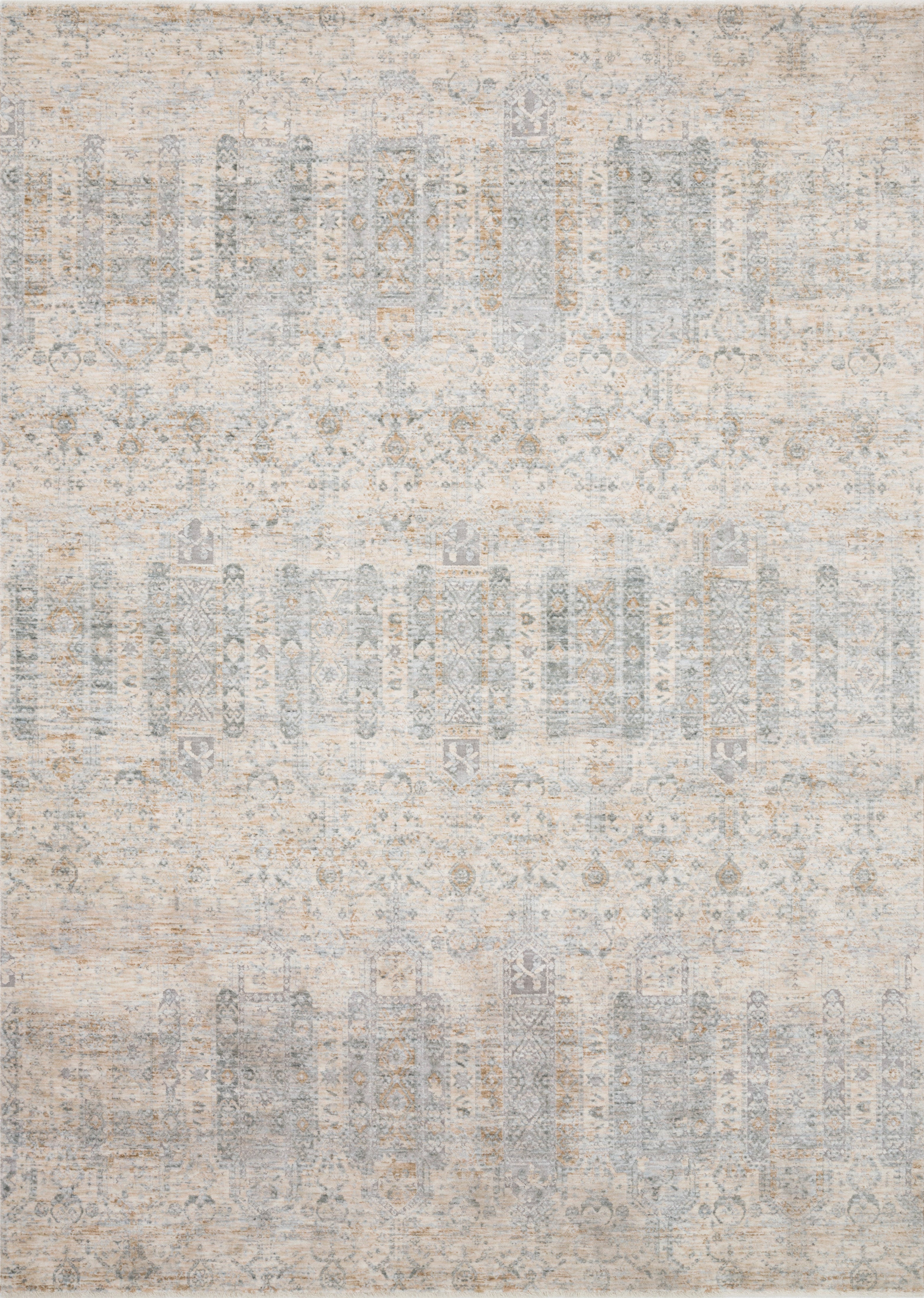 Pandora PAN-02 Ivory/Mist Area Rug, power-loomed polyester, high-low texture, timeless contemporary design