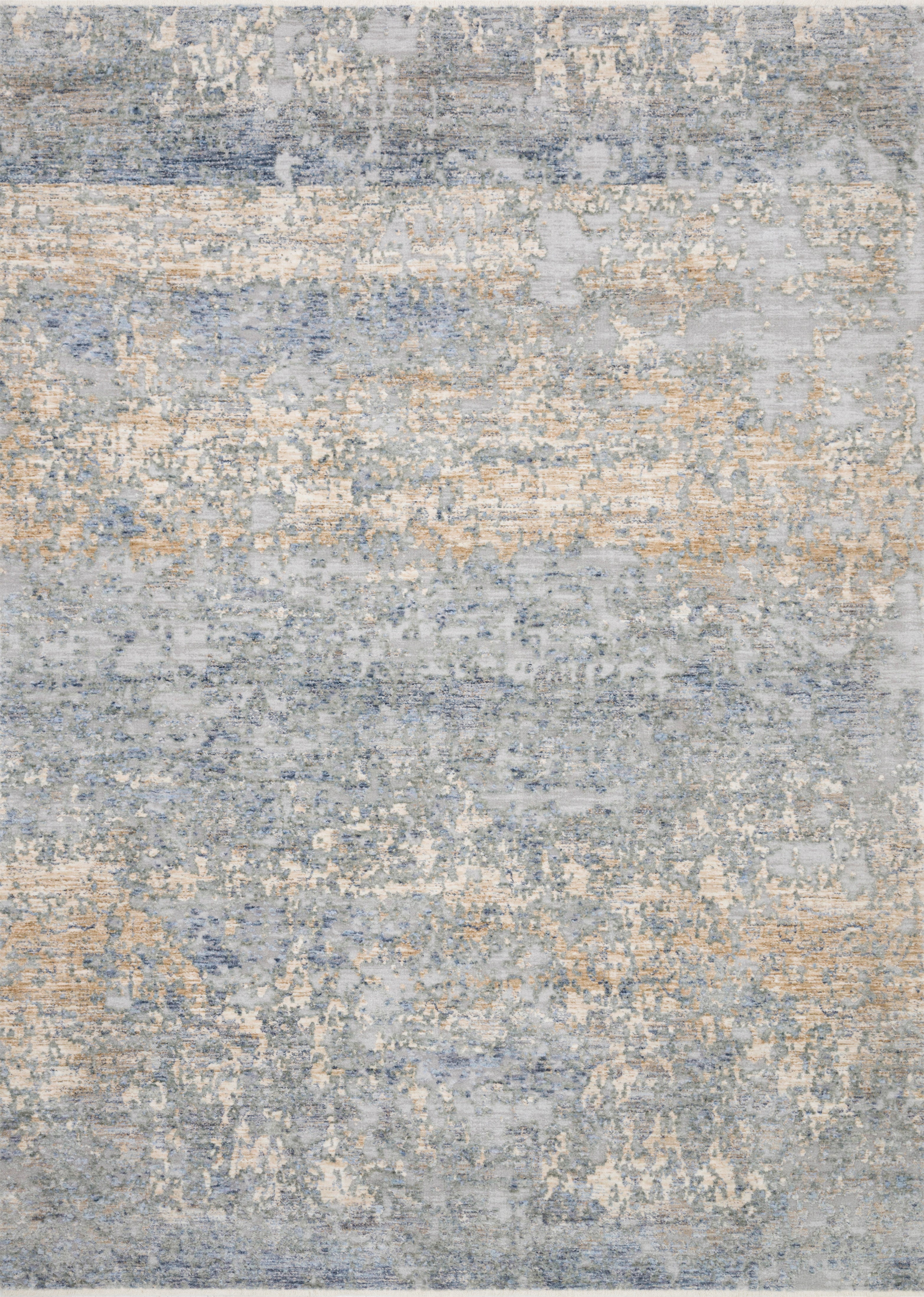 Pandora PAN-05 Blue/Gold Area Rug, power-loomed polyester, high-low texture, modern blue and gold design