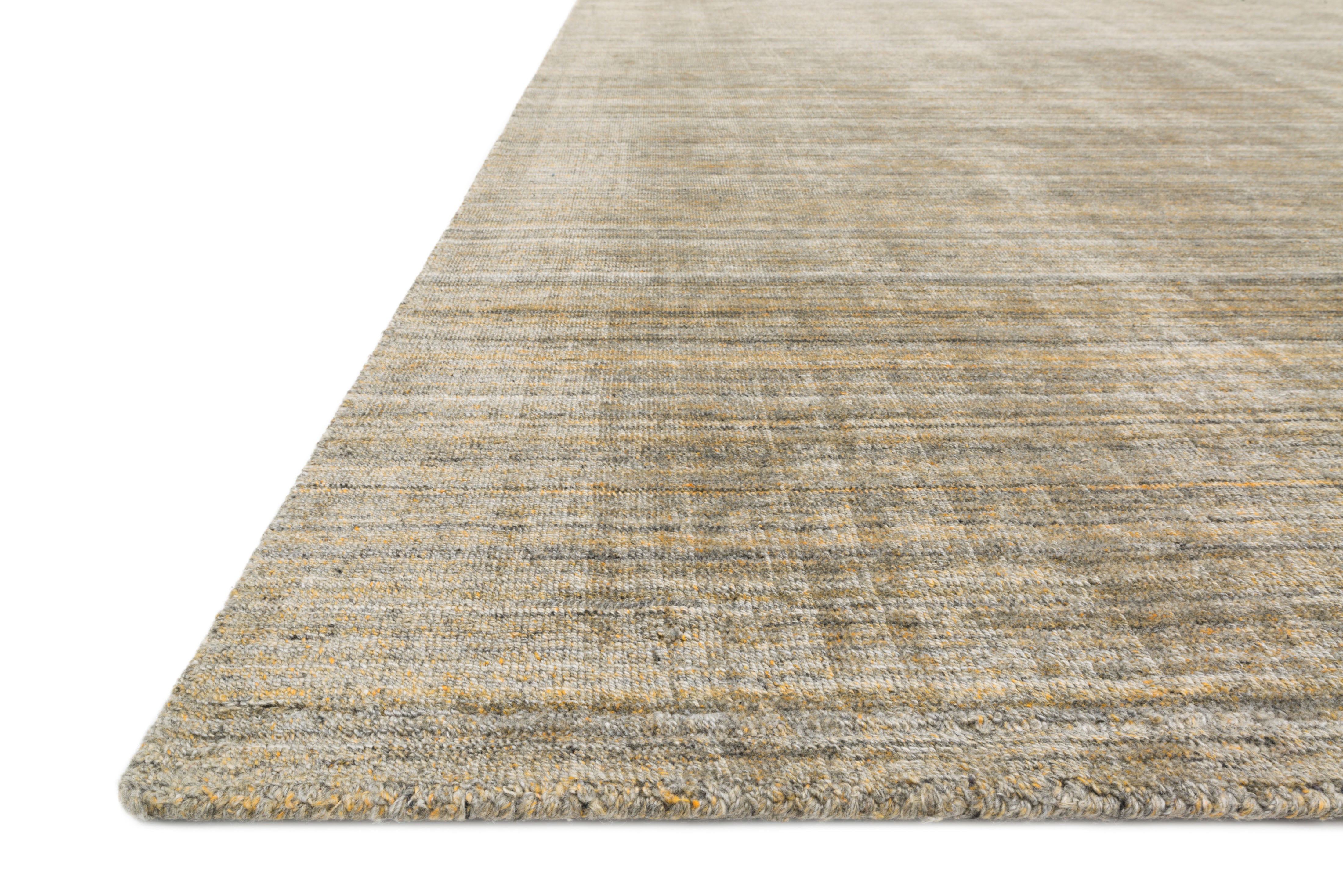 Pasadena PAS-01 Gold Area Rug, hand-loomed wool and viscose, plush pile, golden abrash tones