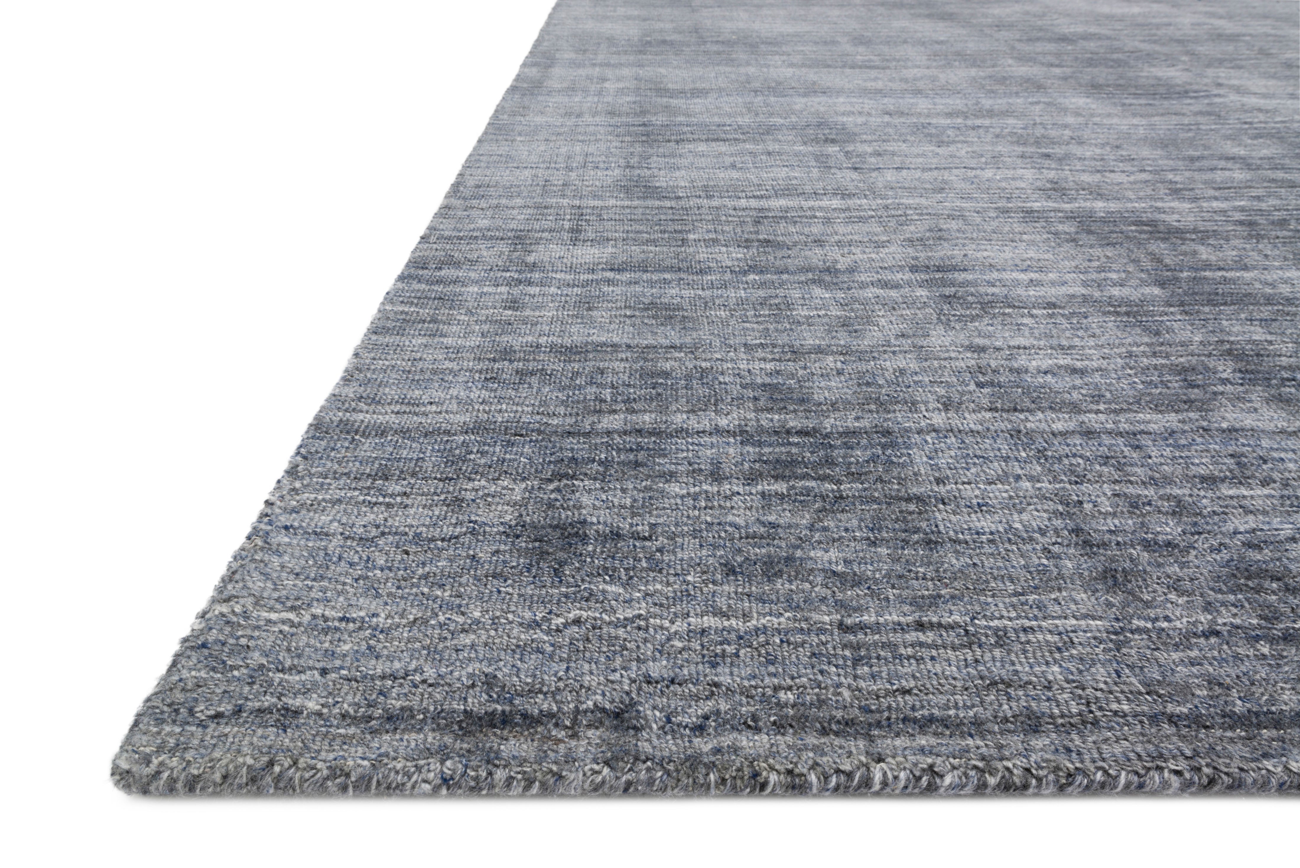 Pasadena PAS-01 Indigo Area Rug, hand-loomed wool and viscose, plush pile, deep indigo hues