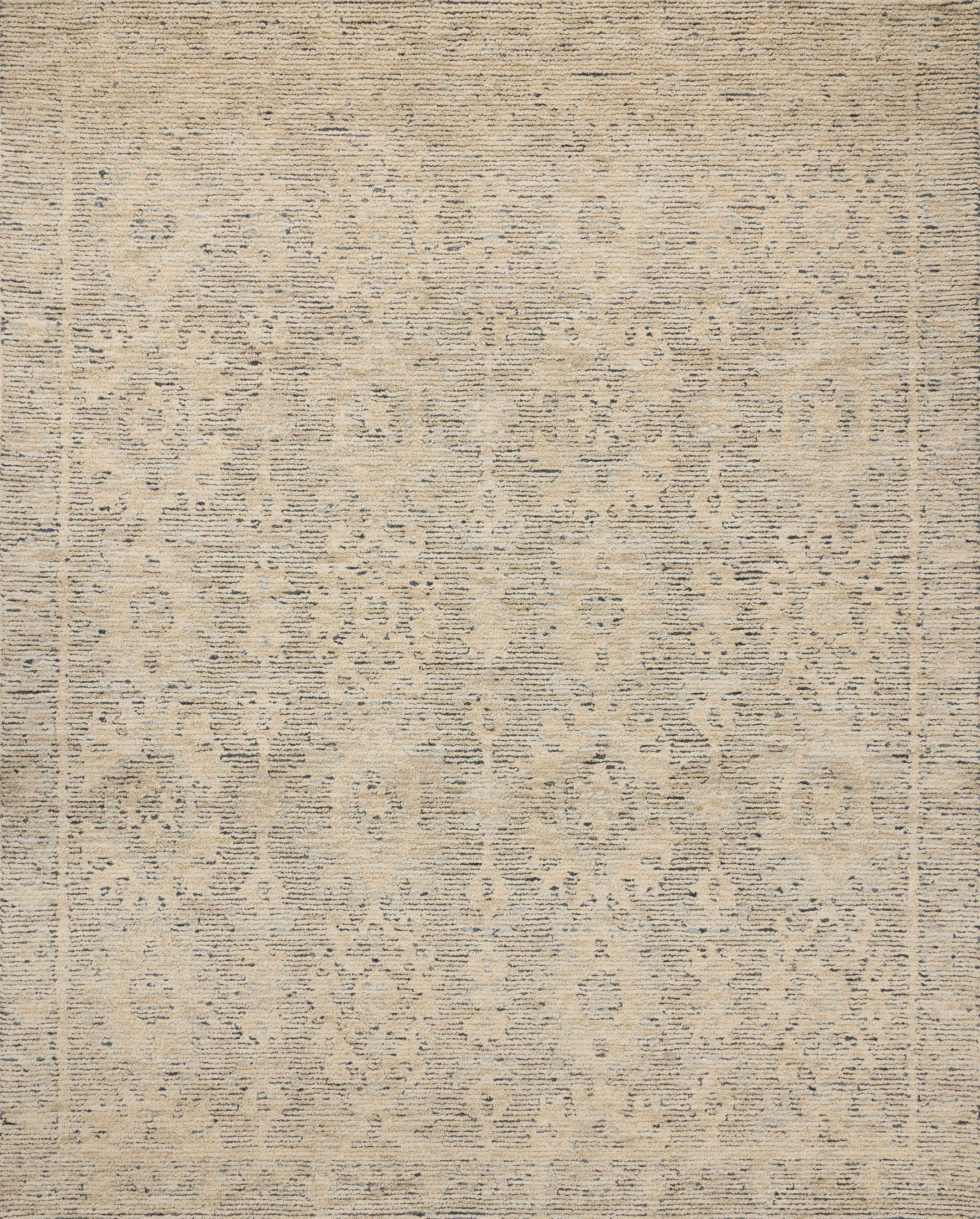 The Penny PEN-03 Blue / Natural Area Rug showcases calming blue and warm natural tones in a hand-tufted wool area rug with ribbed and high-low textured style