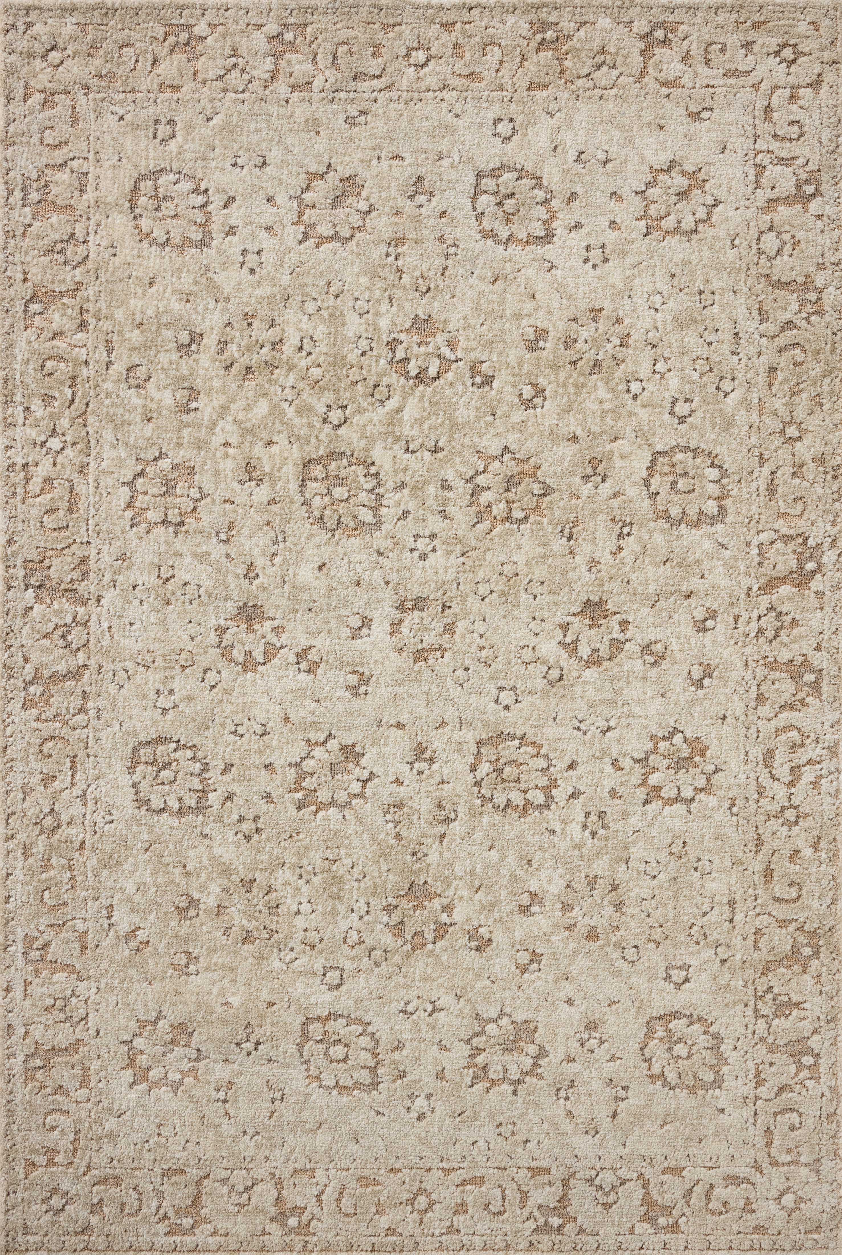A power-loomed polyester area rug in warm natural and salmon tones with traditional motifs, the Percival PCV-04 Natural / Salmon Area Rug grounds your room beautifully
