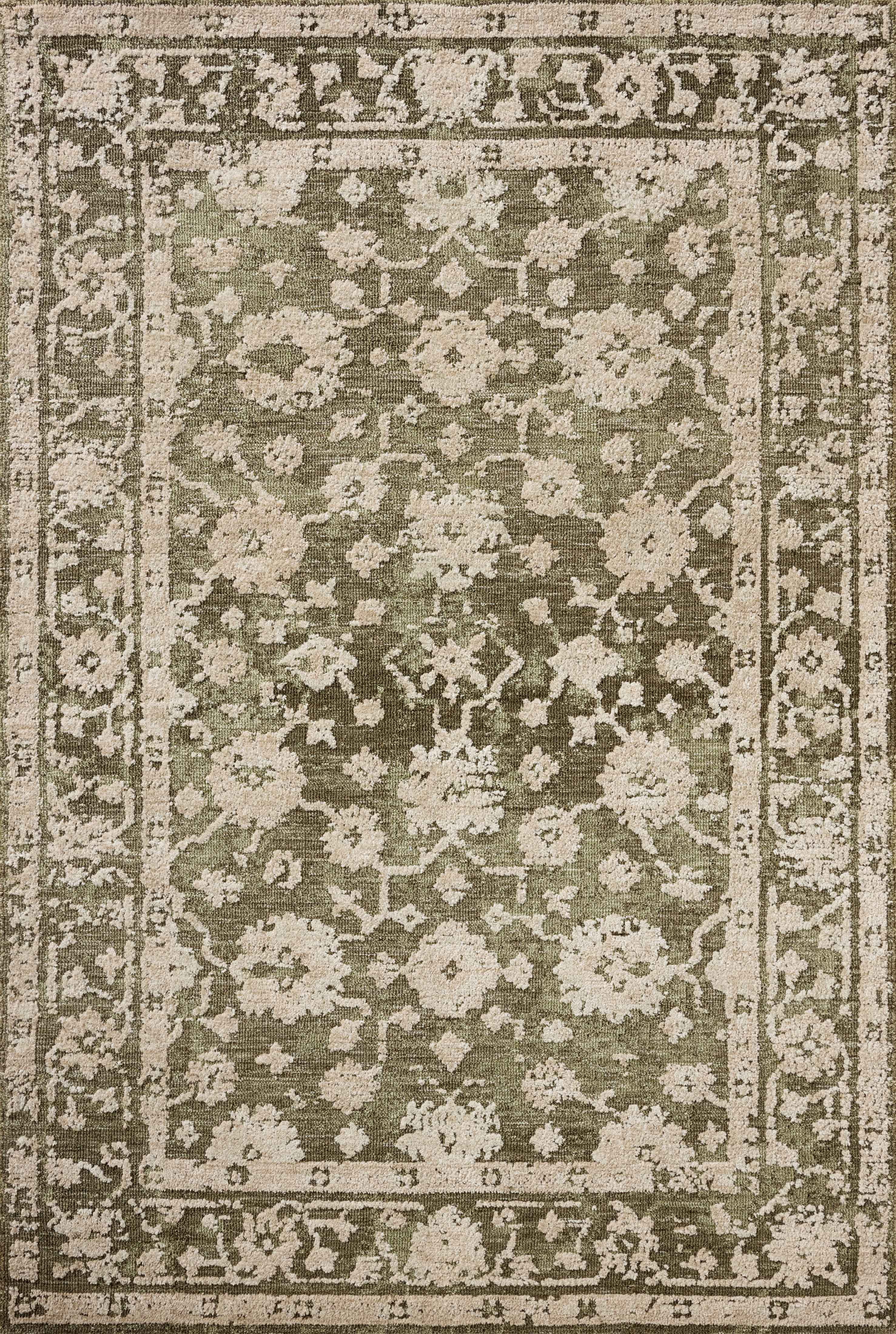 The Percival PCV-06 Moss / Natural Area Rug brings lush moss and warm natural character and traditional flair to your home in a power-loomed polyester area rug