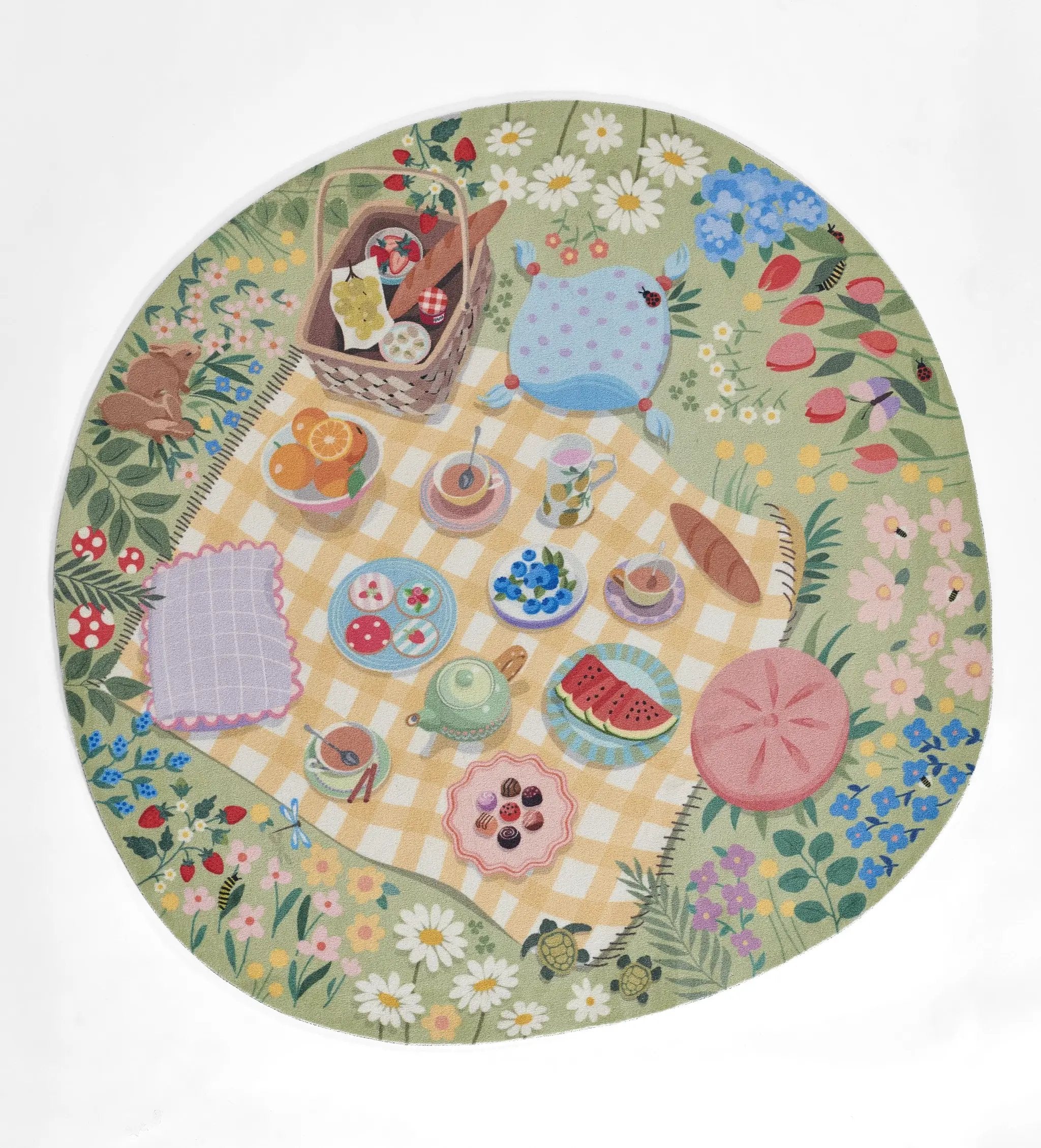 Momeni Playground PLY-2 Tea Party Green Area Rug - Rugs Machine Made Rug