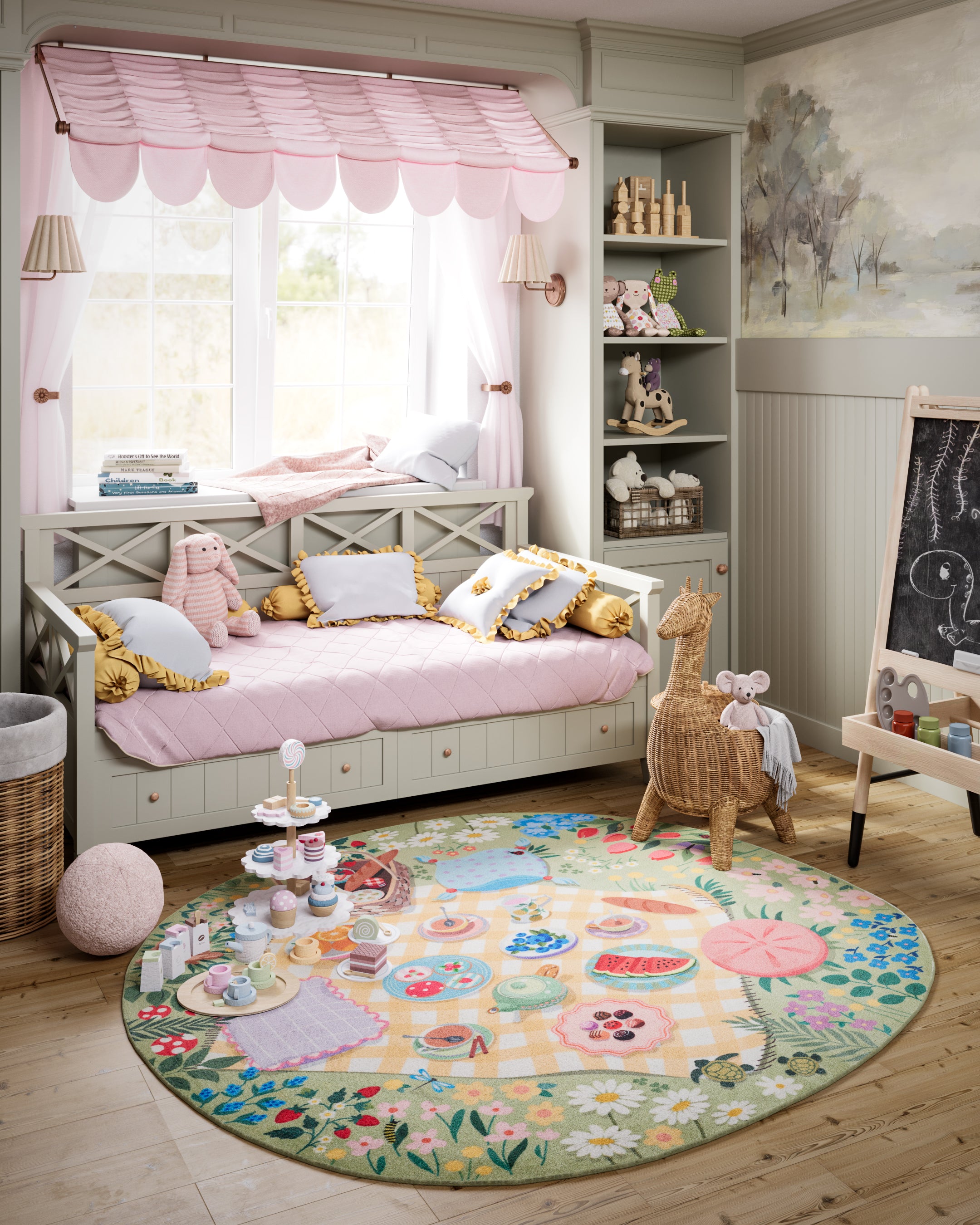 Momeni Playground PLY-2 Tea Party Green Kid Rug