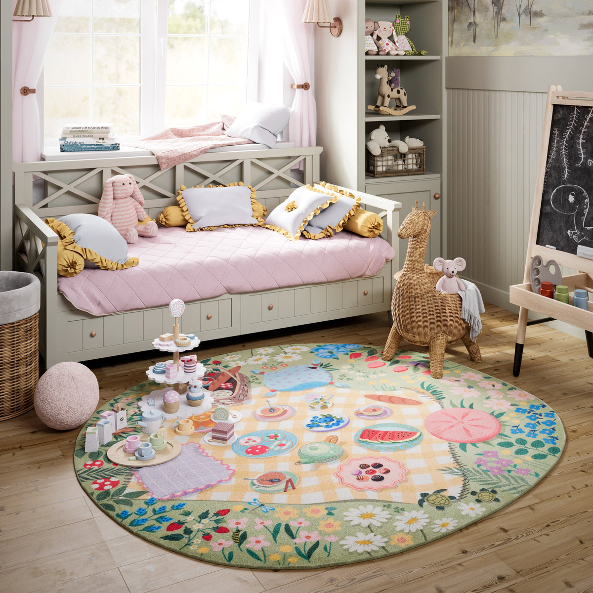 Kids’ rug collection featuring playful patterns, cheerful colors, and cozy designs for children’s bedrooms and nurseries.