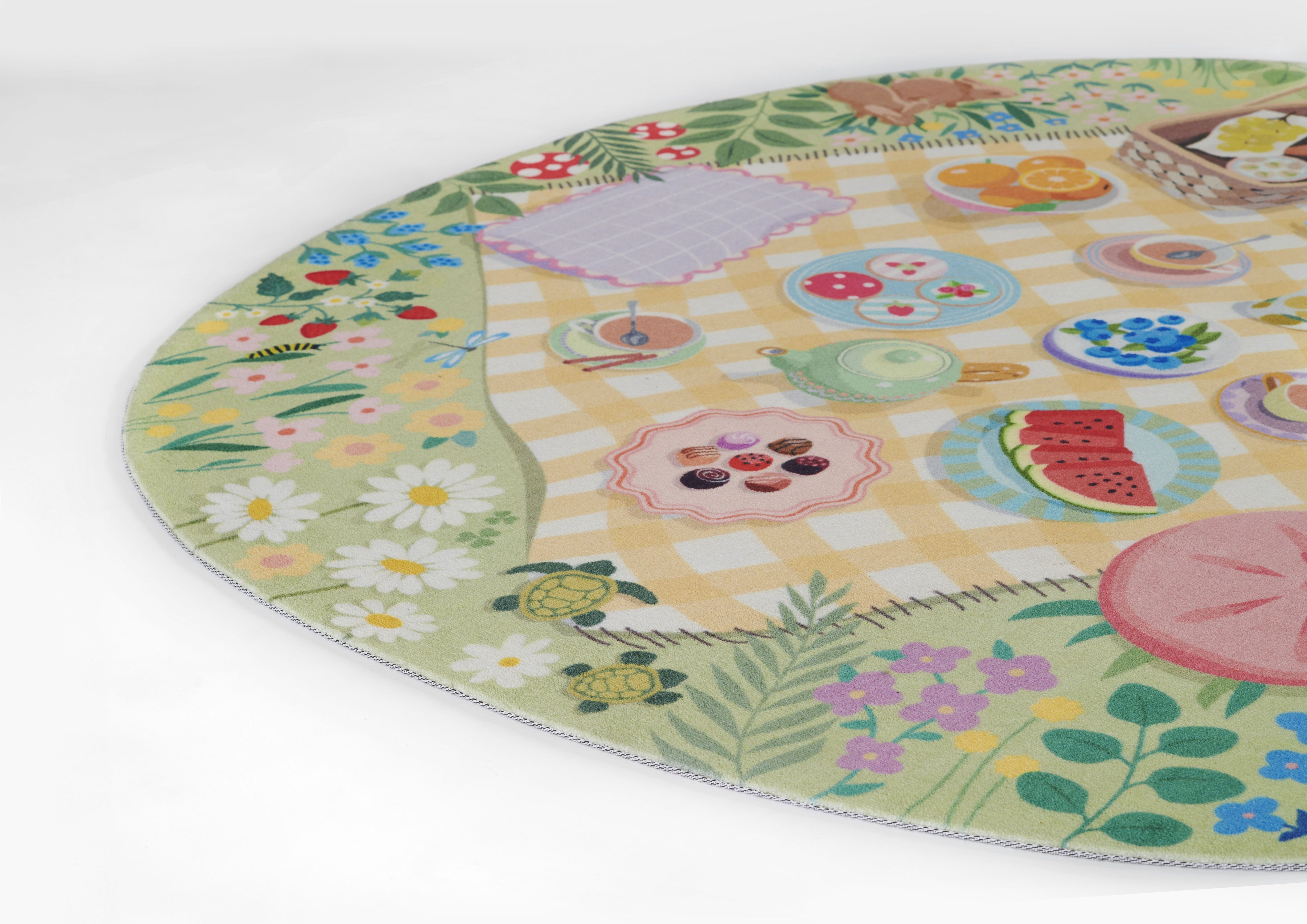 Momeni Playground PLY-2 Tea Party Green Kid Rug